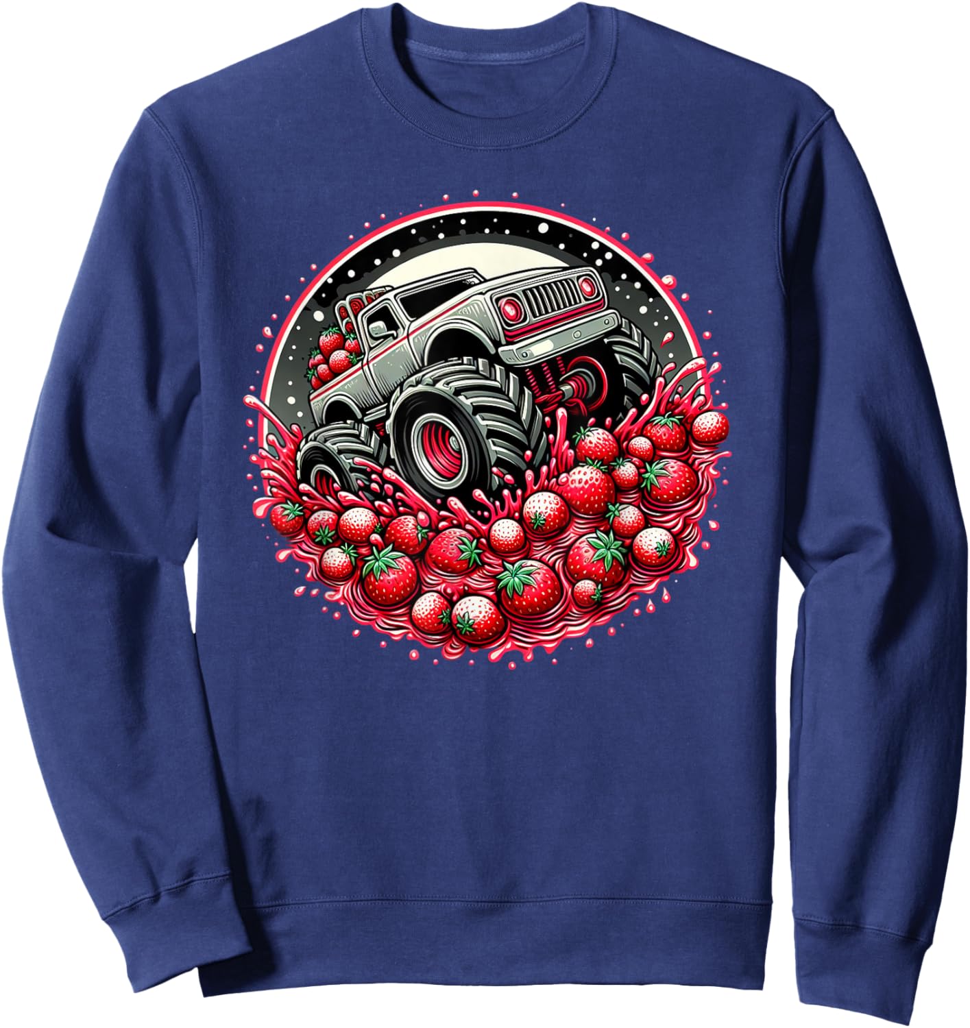 Cute Monster Truck Strawberry Jam Adventure Lover Sweatshirt - Sweatshirt | Navy