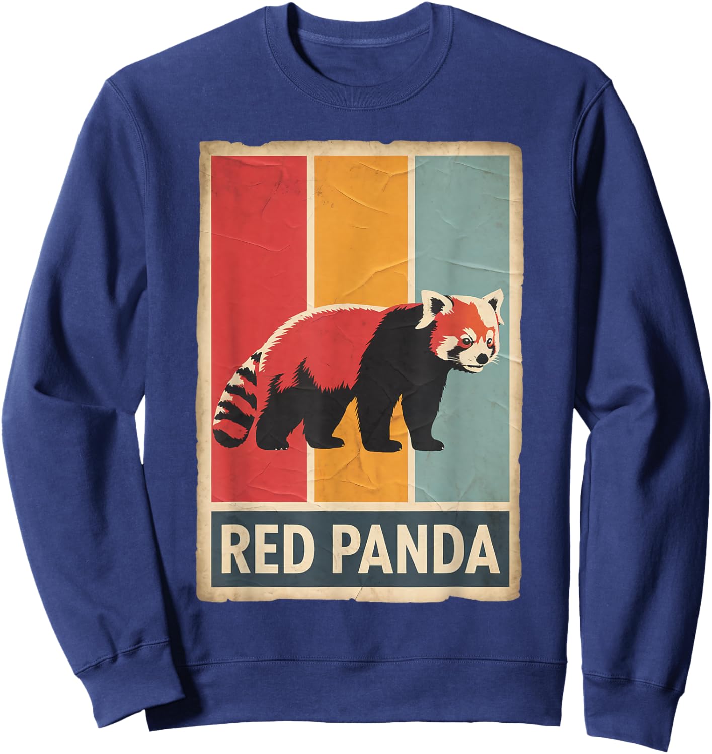 Retro Wildlife Animal Vintage Red Panda Sweatshirt - Sweatshirt | Navy