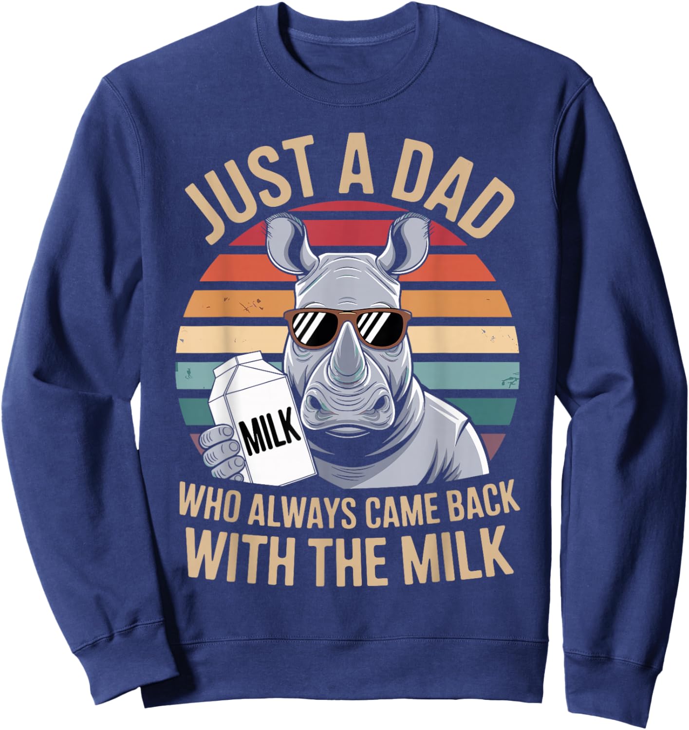 Rhino Funny Father's Day Dad Milk Sweatshirt - Sweatshirt | Navy