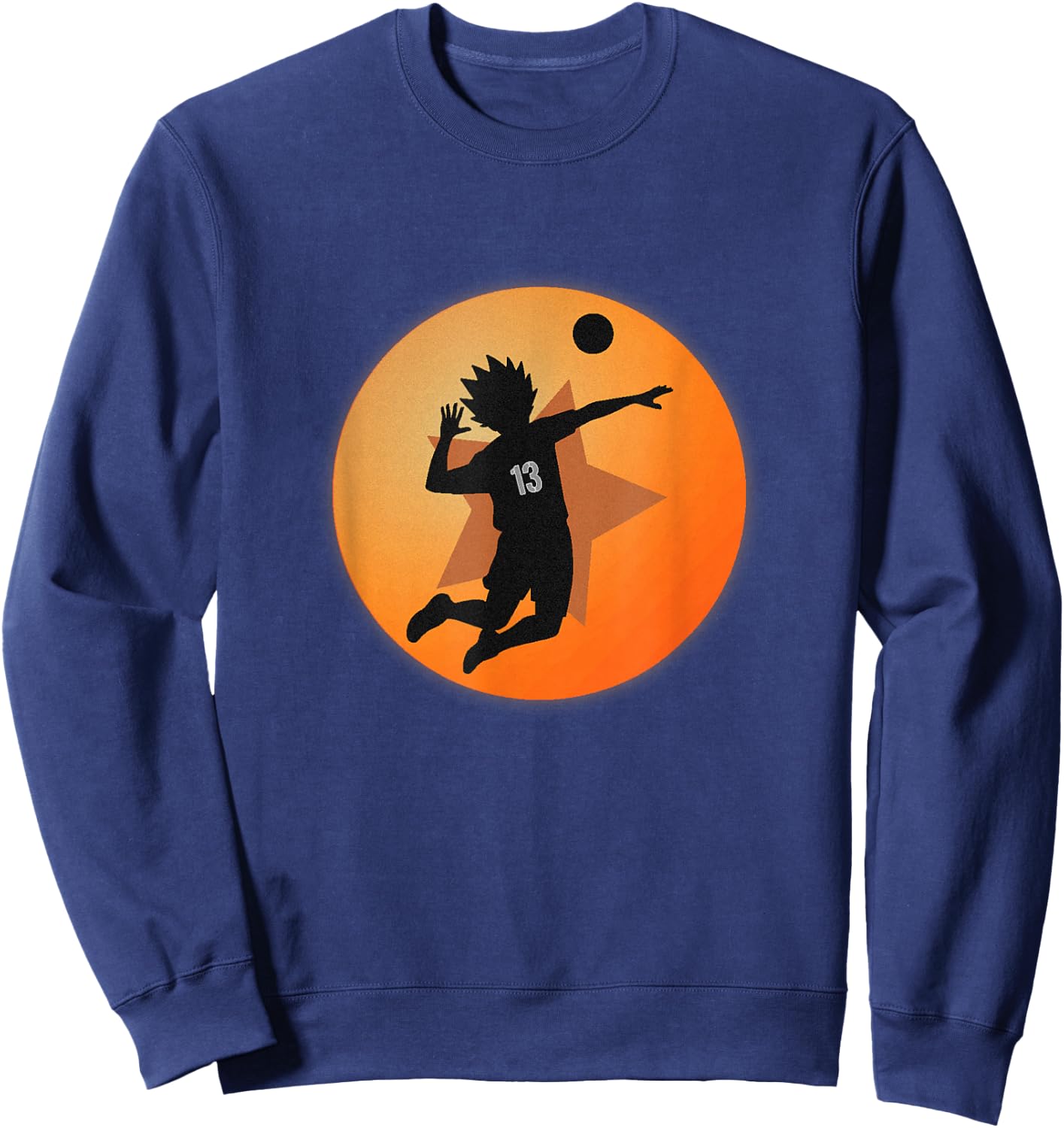 Anime Merch Japanese Number 13 Star Anime Volleyball Sweatshirt - Sweatshirt | Navy