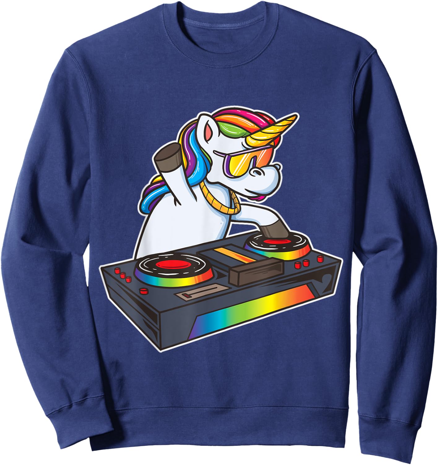 Unicorn DJ Party Club Disk Jockey Shirt EDM Dance Club Gift Sweatshirt - Sweatshirt | Navy