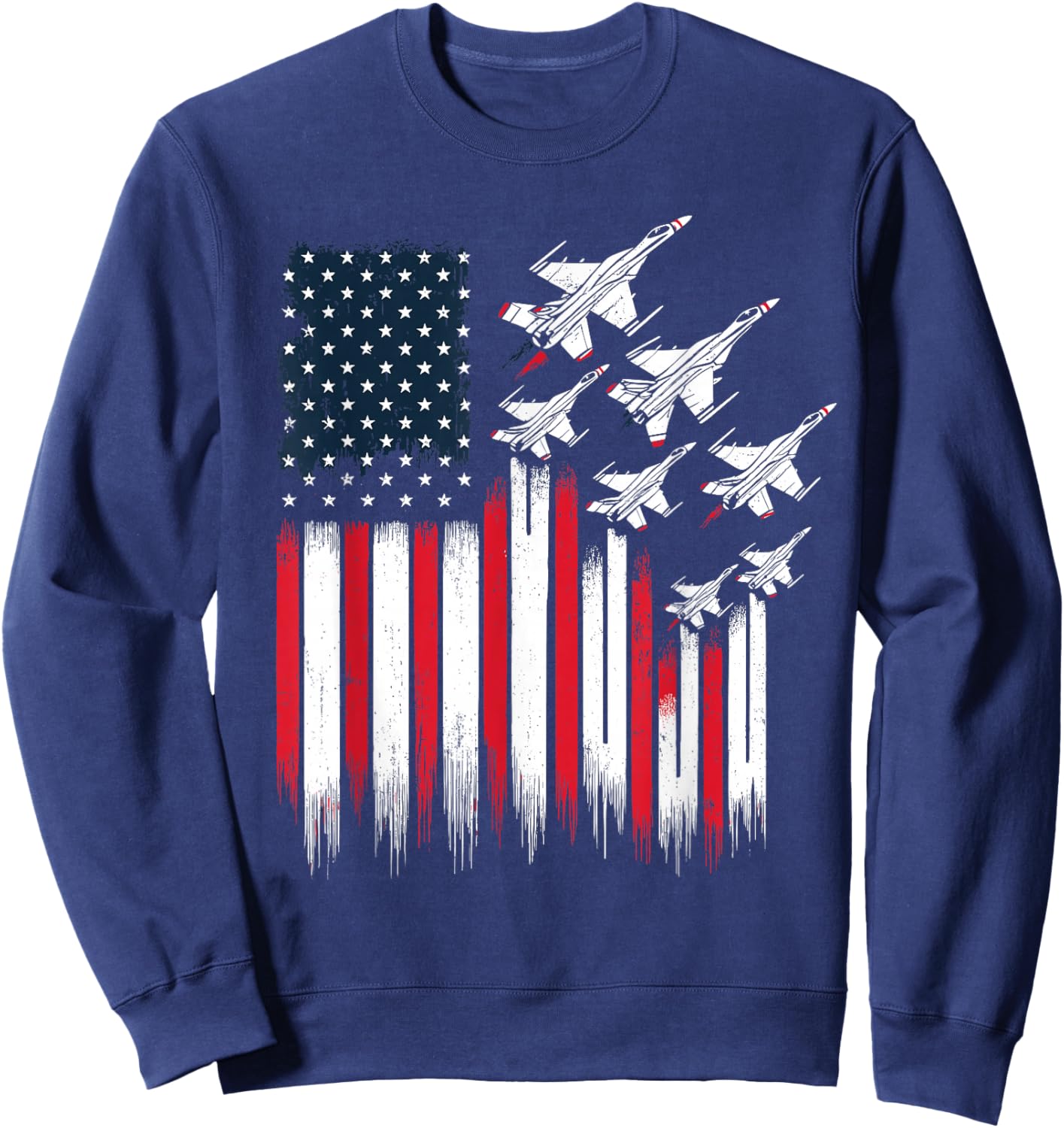 Patriotic Fighter Jets USA Flag 4th of July Jets Lover Sweatshirt - Sweatshirt | Navy