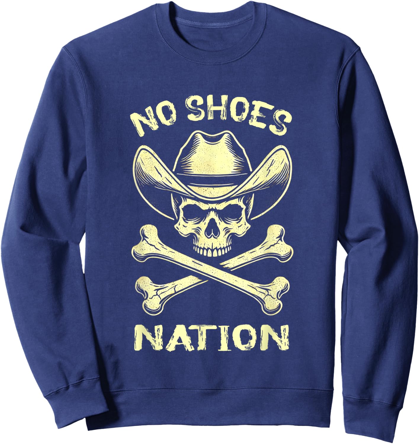 No Shoes No Nation Funny Skull Saying Shoes Sweatshirt - Sweatshirt | Navy