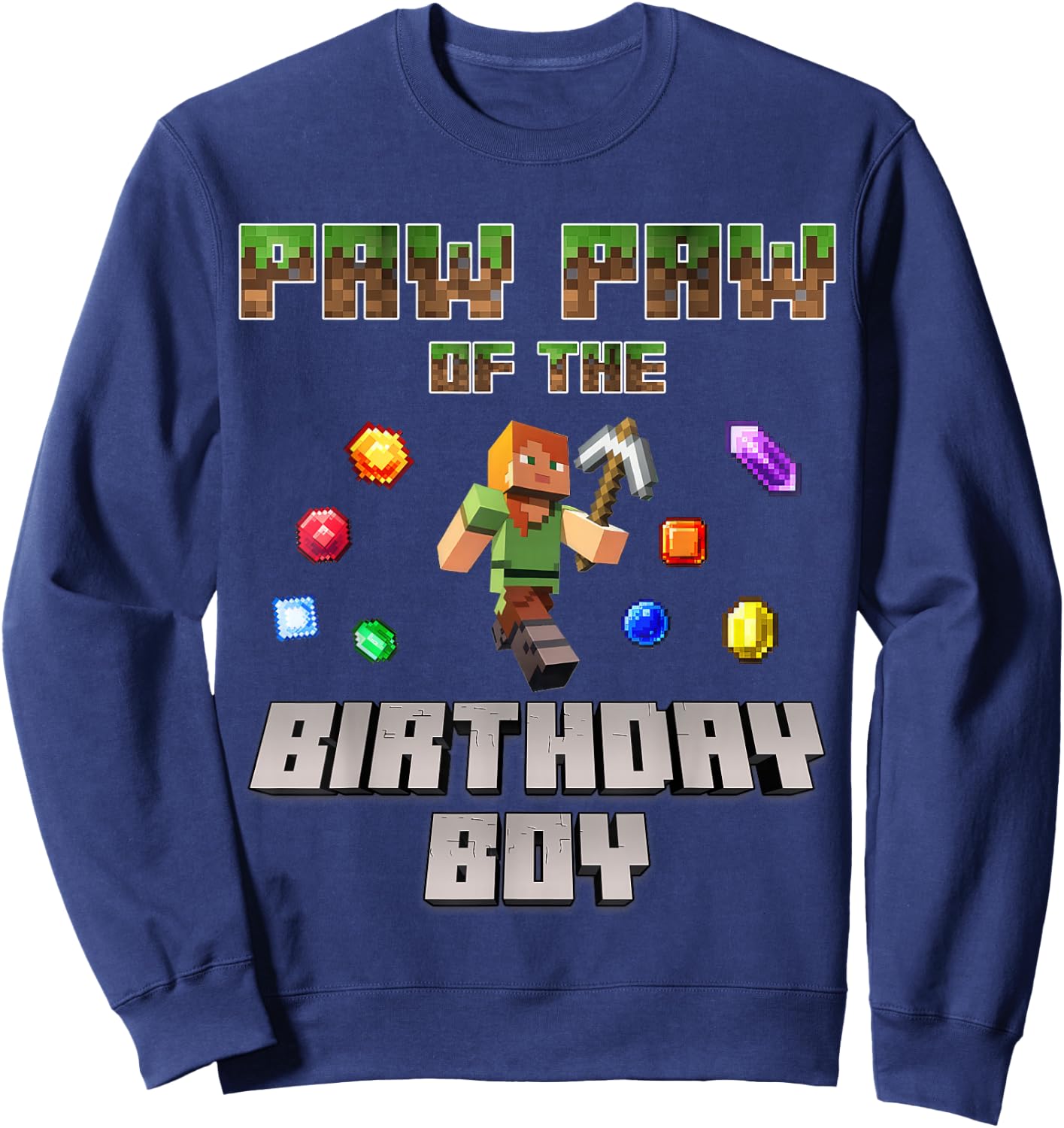 Paw paw Of The Birthday Boy Video Gamer Pixel Number Sweatshirt - Sweatshirt | Navy