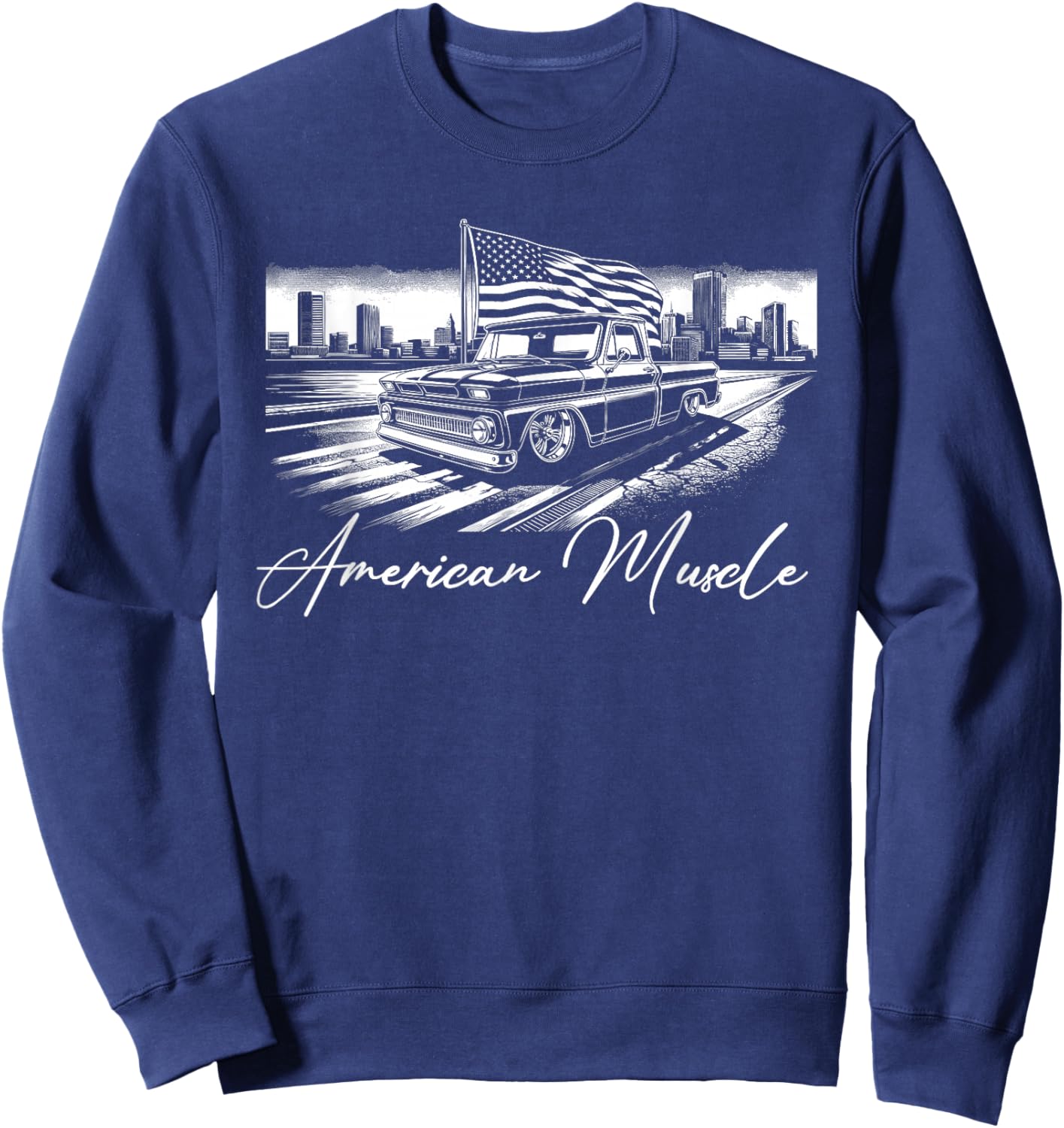 Truck First Generation Custom 10 Classic C10 Truck American Sweatshirt - Sweatshirt | Navy