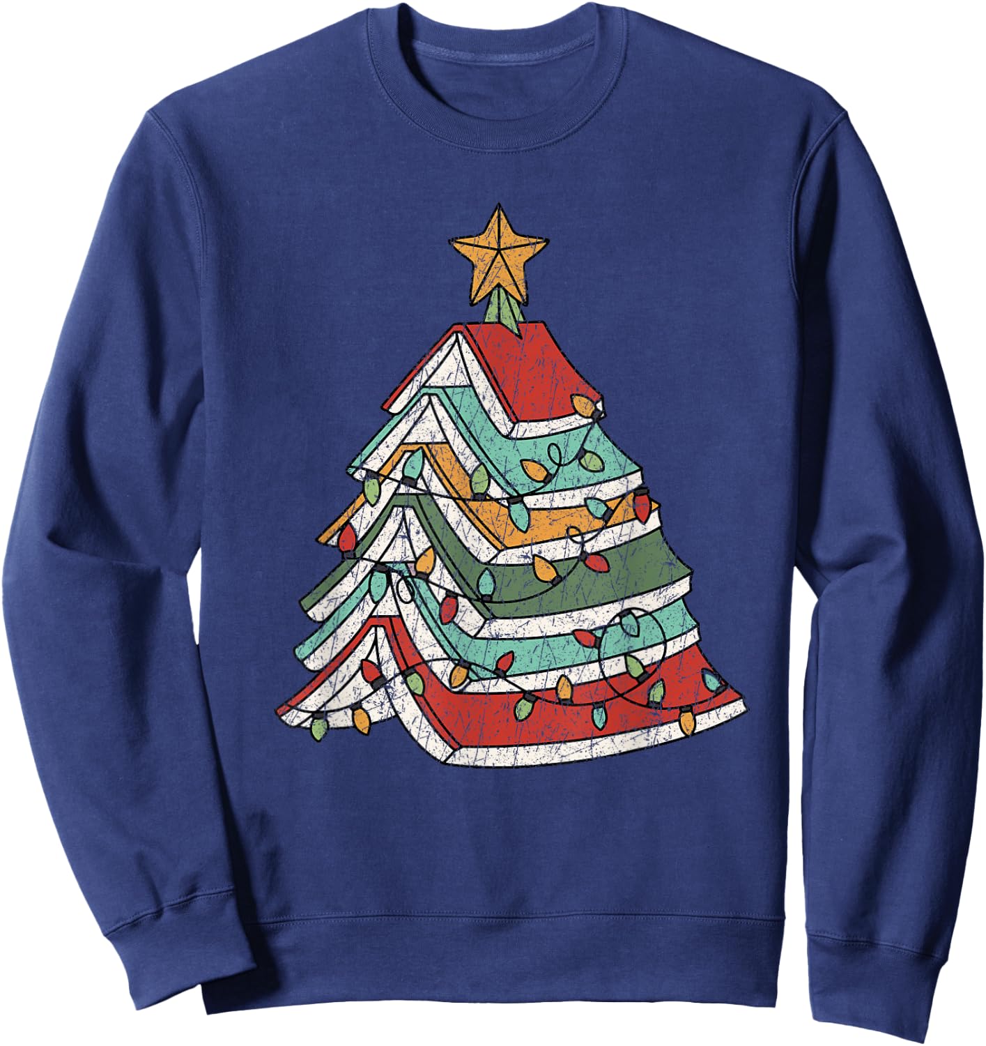 Book Christmas Tree For Librarians Book Lovers Sweatshirt - Sweatshirt | Navy