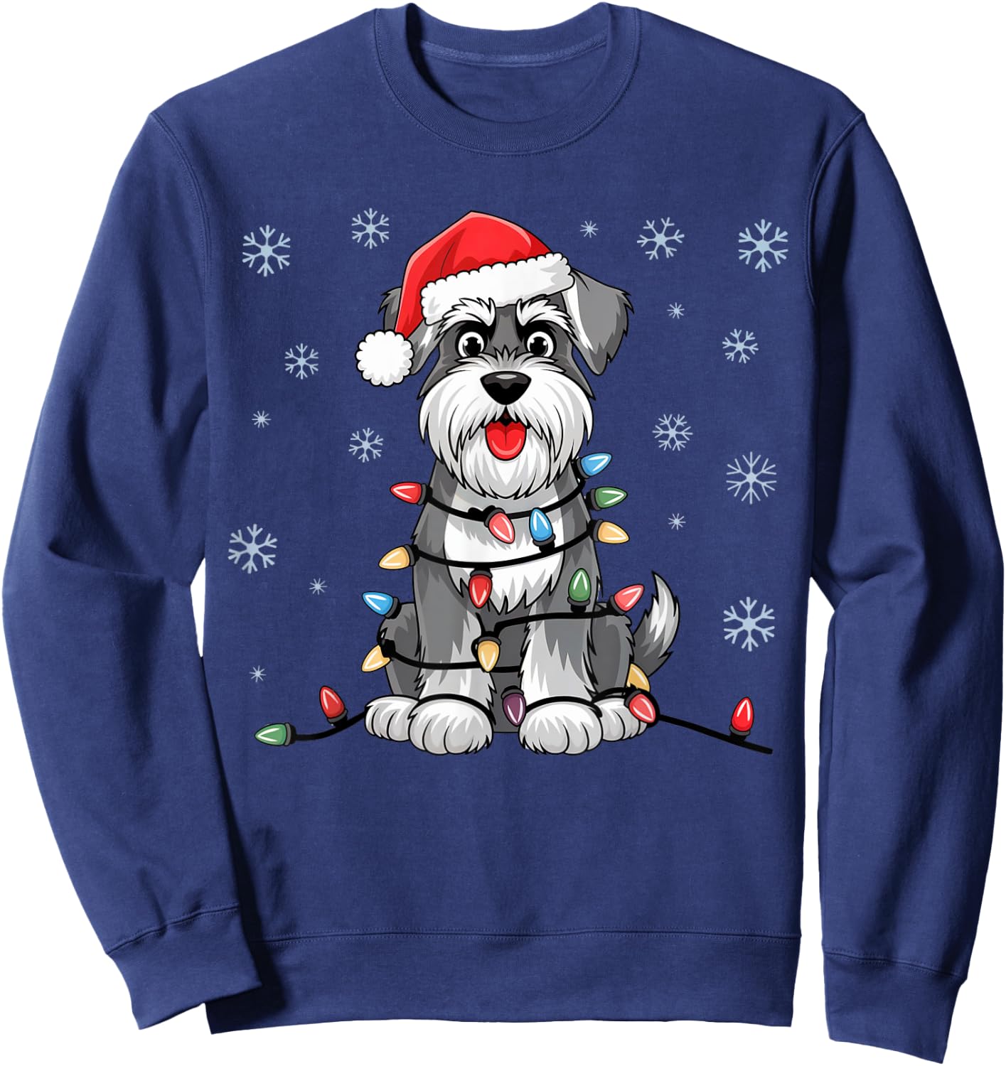 Standard Schnauzer Christmas Lights Xmas Dogs Gifts Sweatshirt - Sweatshirt | Navy