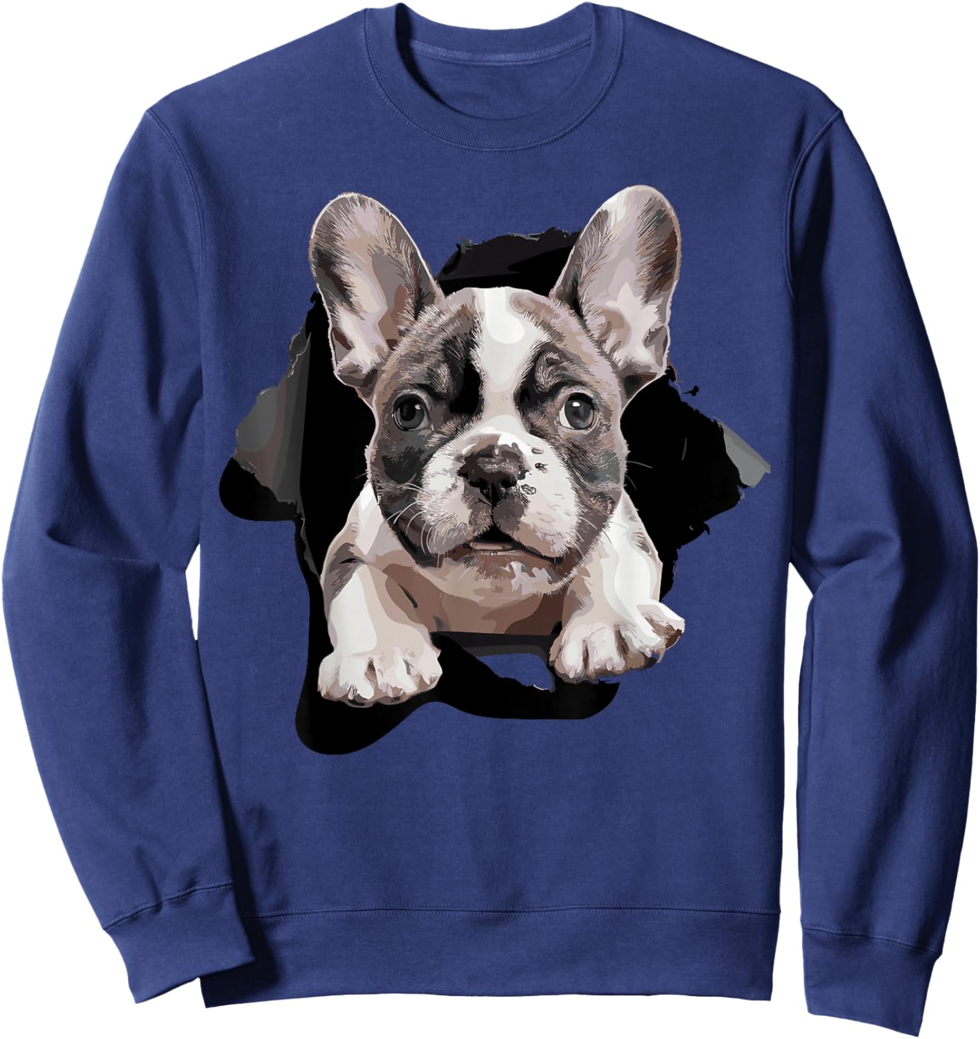 French Bulldog Puppy Funny Torn Puppies Dogs Parents Sweatshirt - Sweatshirt | Navy