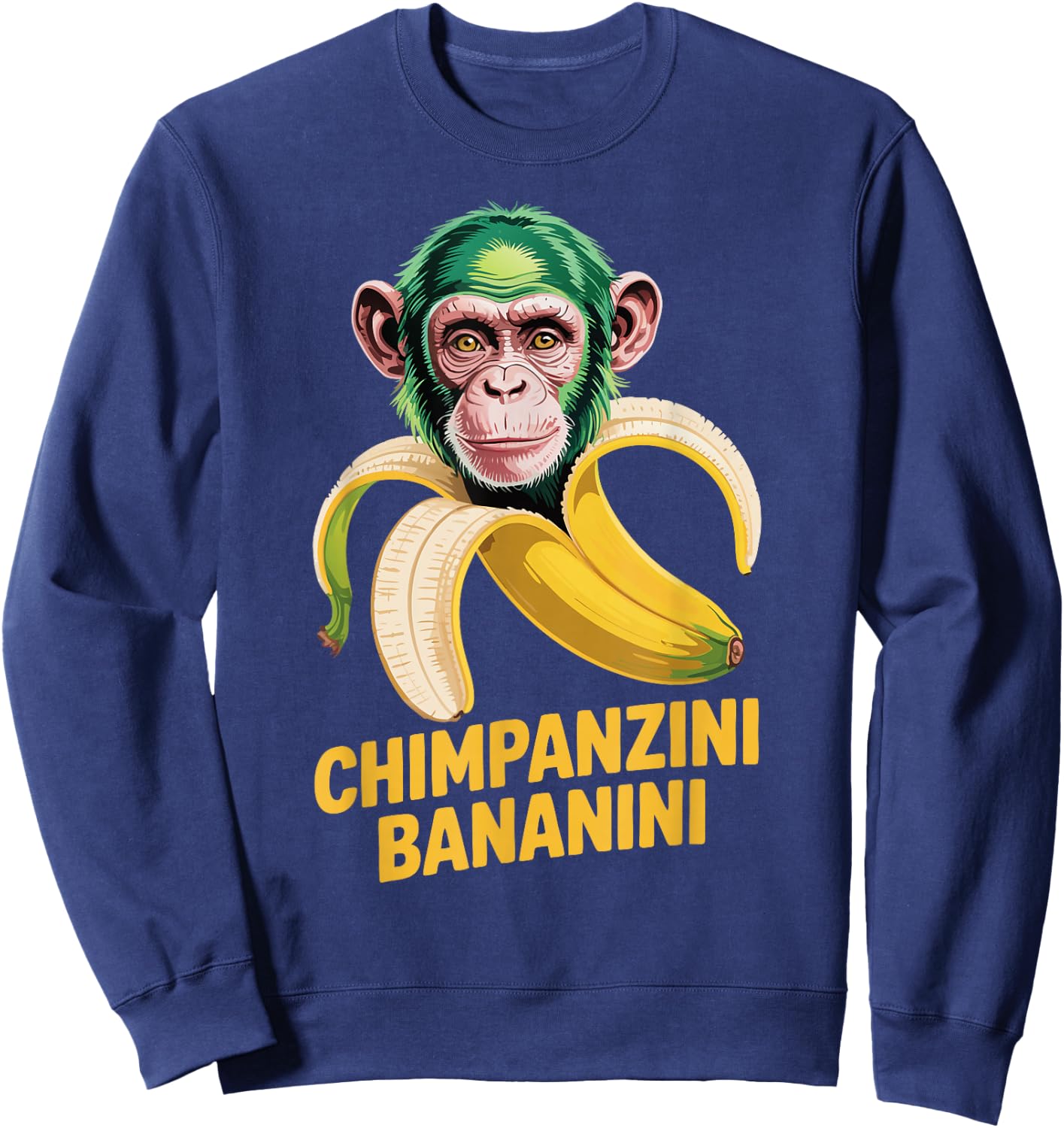 Watercolor Monkey Meme Italian Brainrot Chimpanzini Bananini Sweatshirt - Sweatshirt | Navy