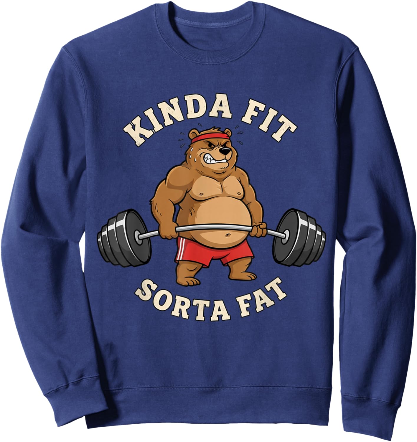 Kinda Fit Sorta Fat Lustiges Gymnastikshirt Papa BOD Bear Sweatshirt - Sweatshirt | Navy