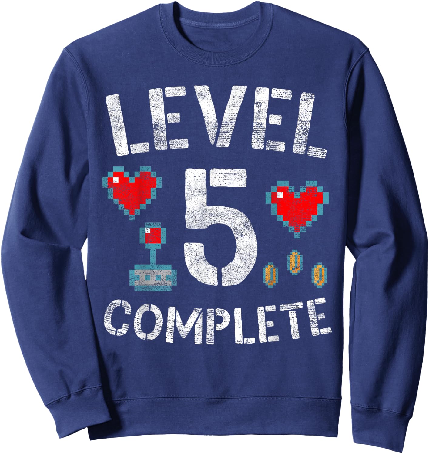 Level 5 Complete 5th Wedding Anniversary Video Gamer Sweatshirt - Sweatshirt | Navy