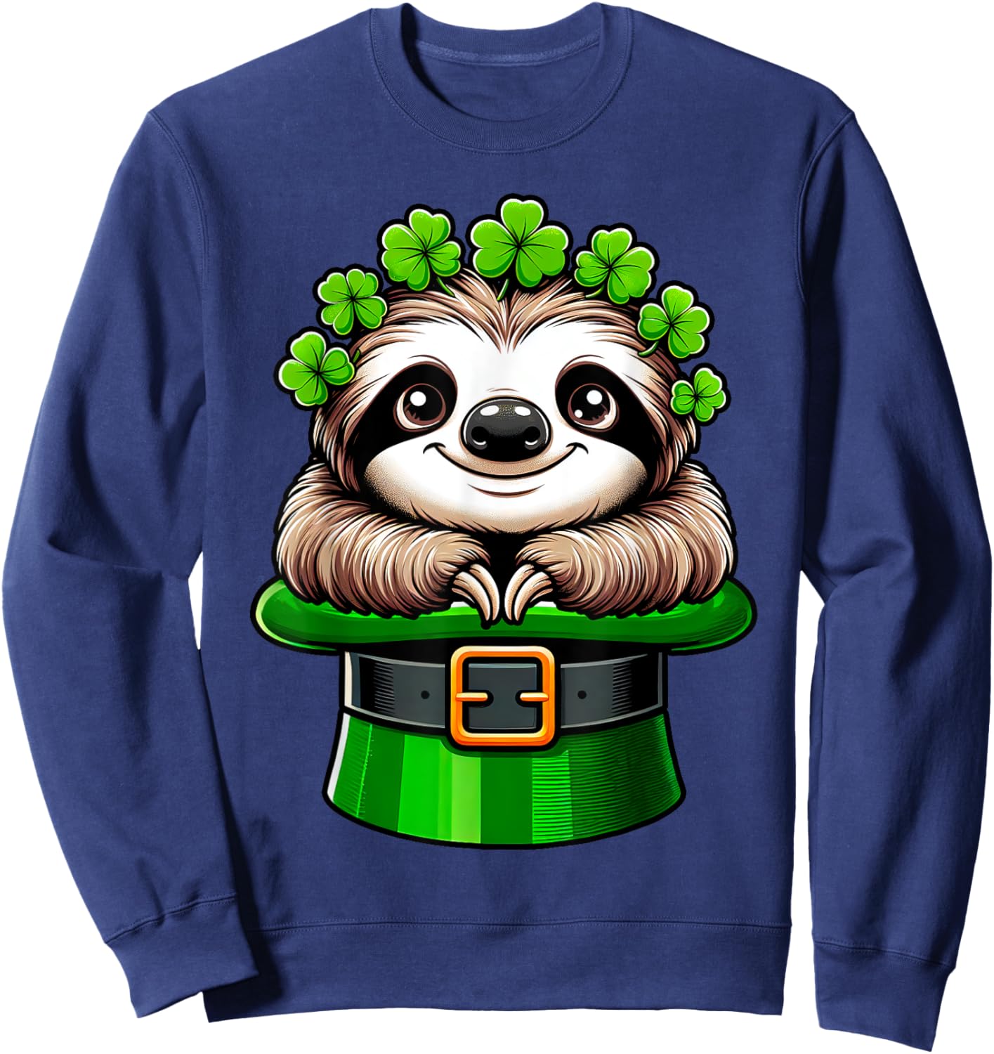Sloth St Patricks Day Leprechaun Shamrock Irish Sloth Lover Sweatshirt - Sweatshirt | Navy