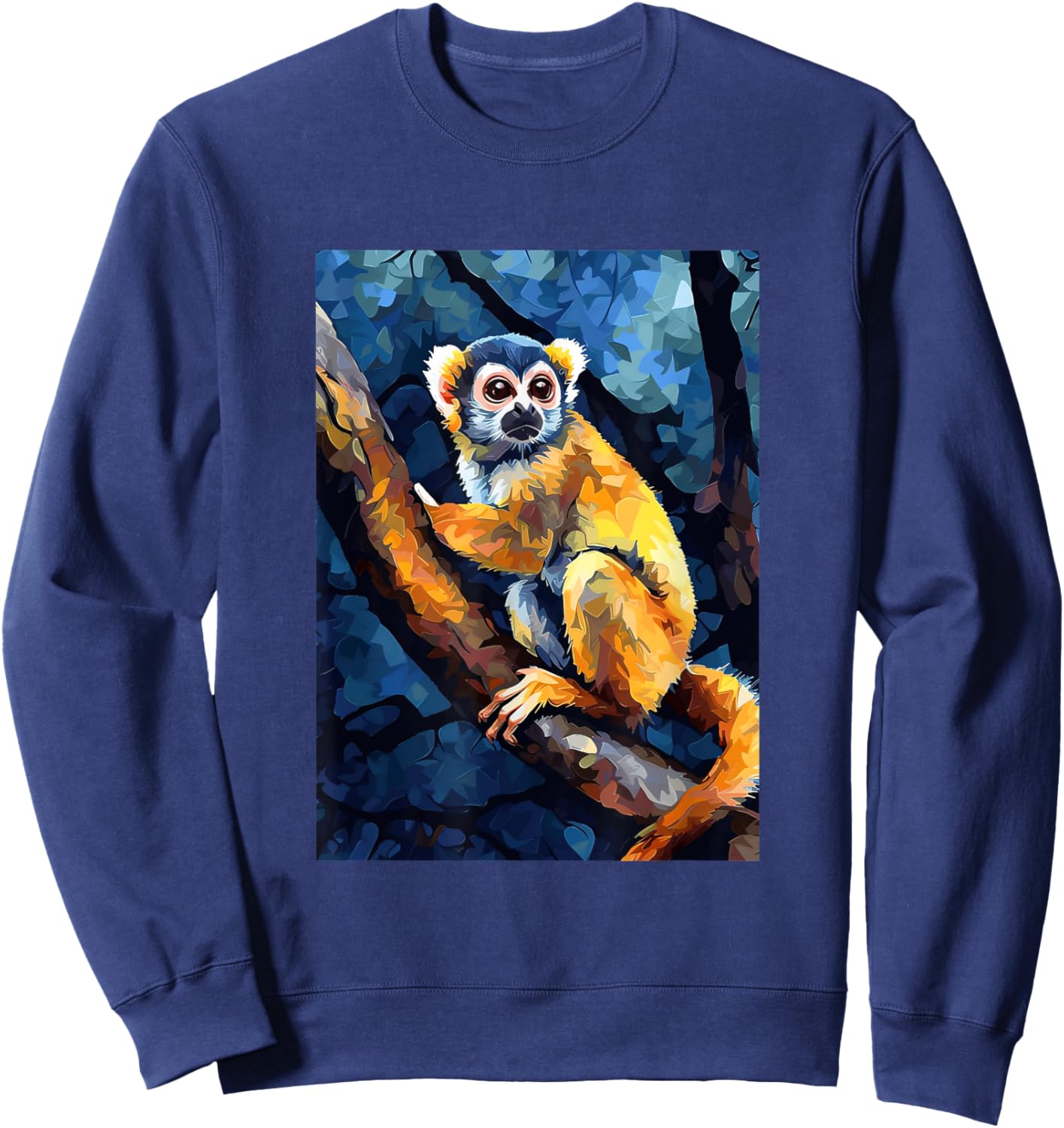 Squirrel Monkey Starry Night Painting Men Women Kids Sweatshirt - Sweatshirt | Navy