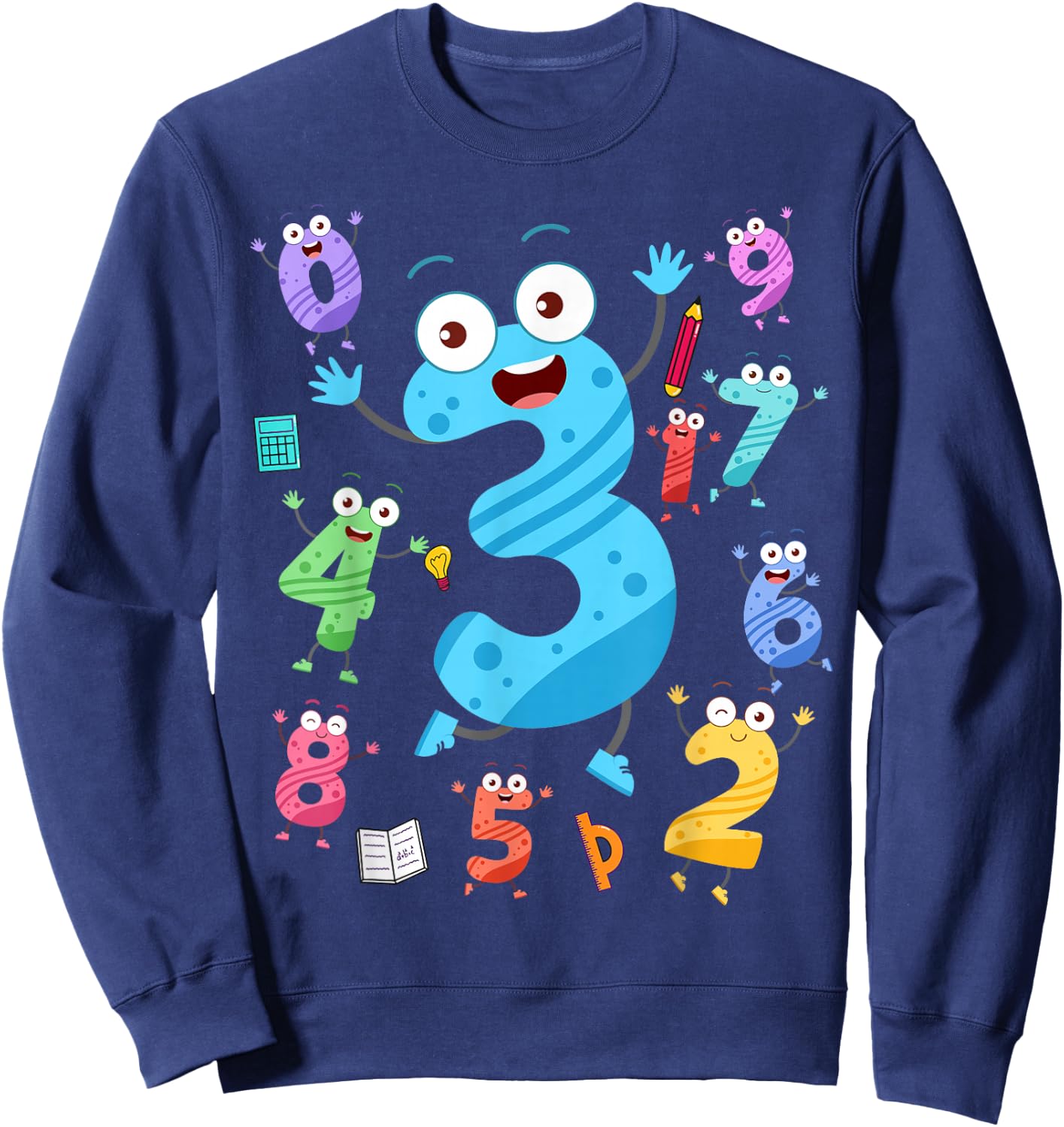 Maths Day Number Costume With Number 3 Idea For Kids Number Sweatshirt - Sweatshirt | Navy