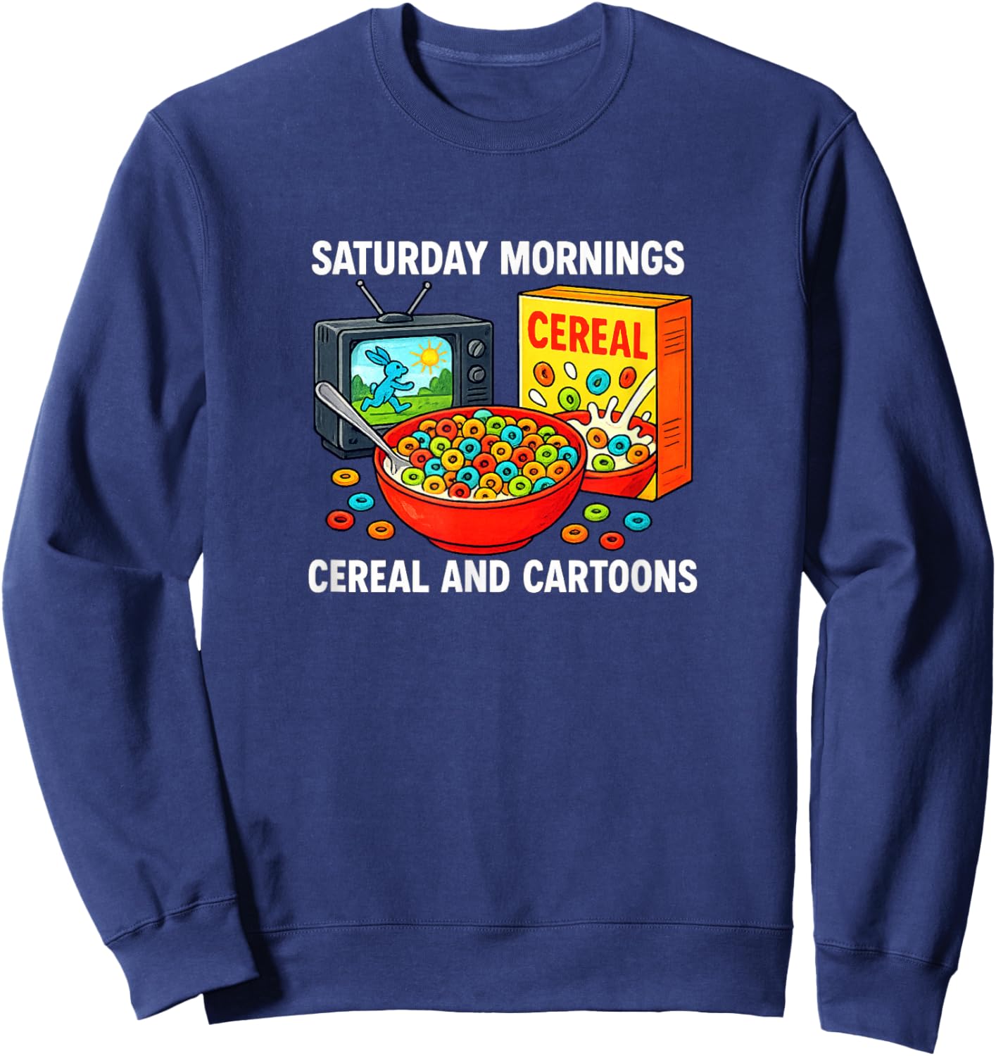 Saturday Mornings - Cereal and Cartoons Sweatshirt - Sweatshirt | Navy