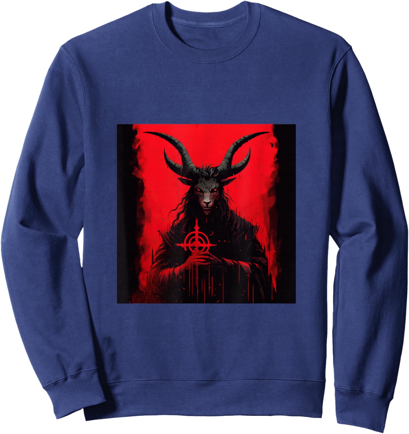 Goat AntiChrist Satanism Devil Seal Goth Occult Satan Sweatshirt - Sweatshirt | Navy