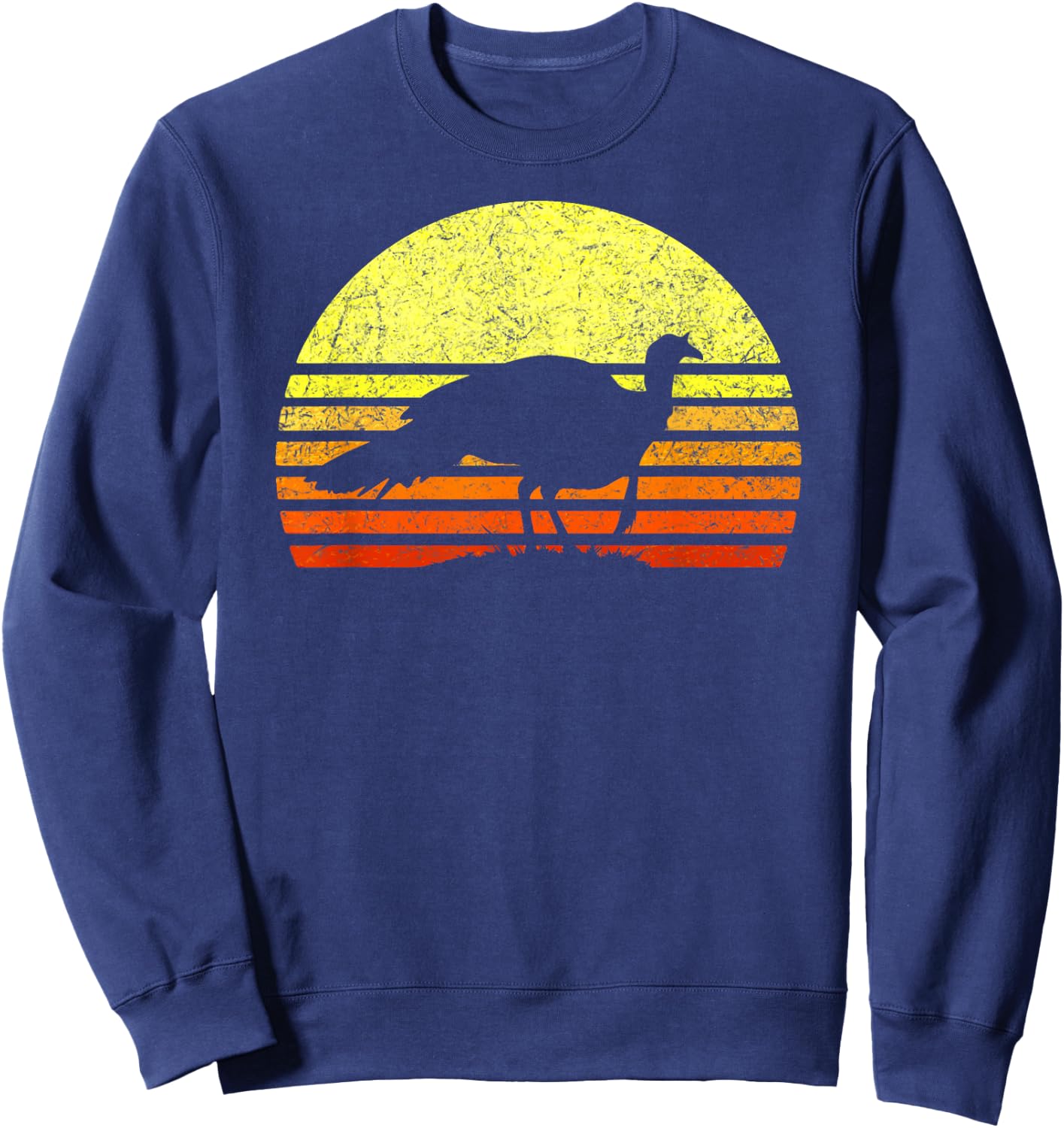 Turkey Hunting Retro Sunset Upland Bird Hunter Thanksgiving Sweatshirt - Sweatshirt | Navy
