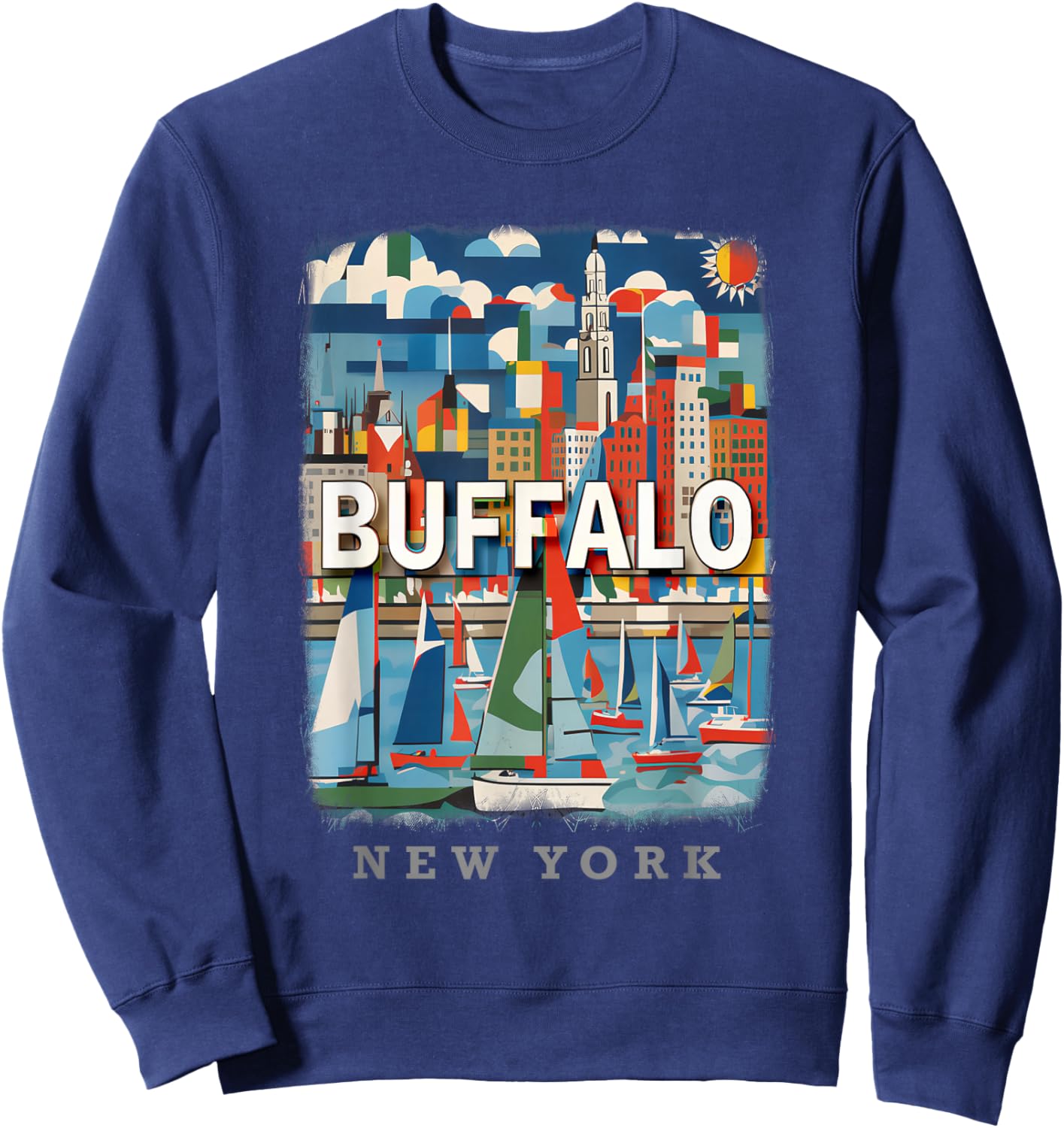 Buffalo New York NY Waterfront Wonder SD391 Sweatshirt - Sweatshirt | Navy
