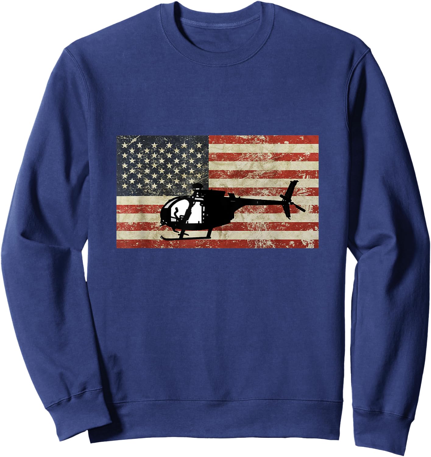 American USA Flag Little Bird Helicopter Pilot Army Military Women Kids Men Sweatshirt - Sweatshirt | Navy