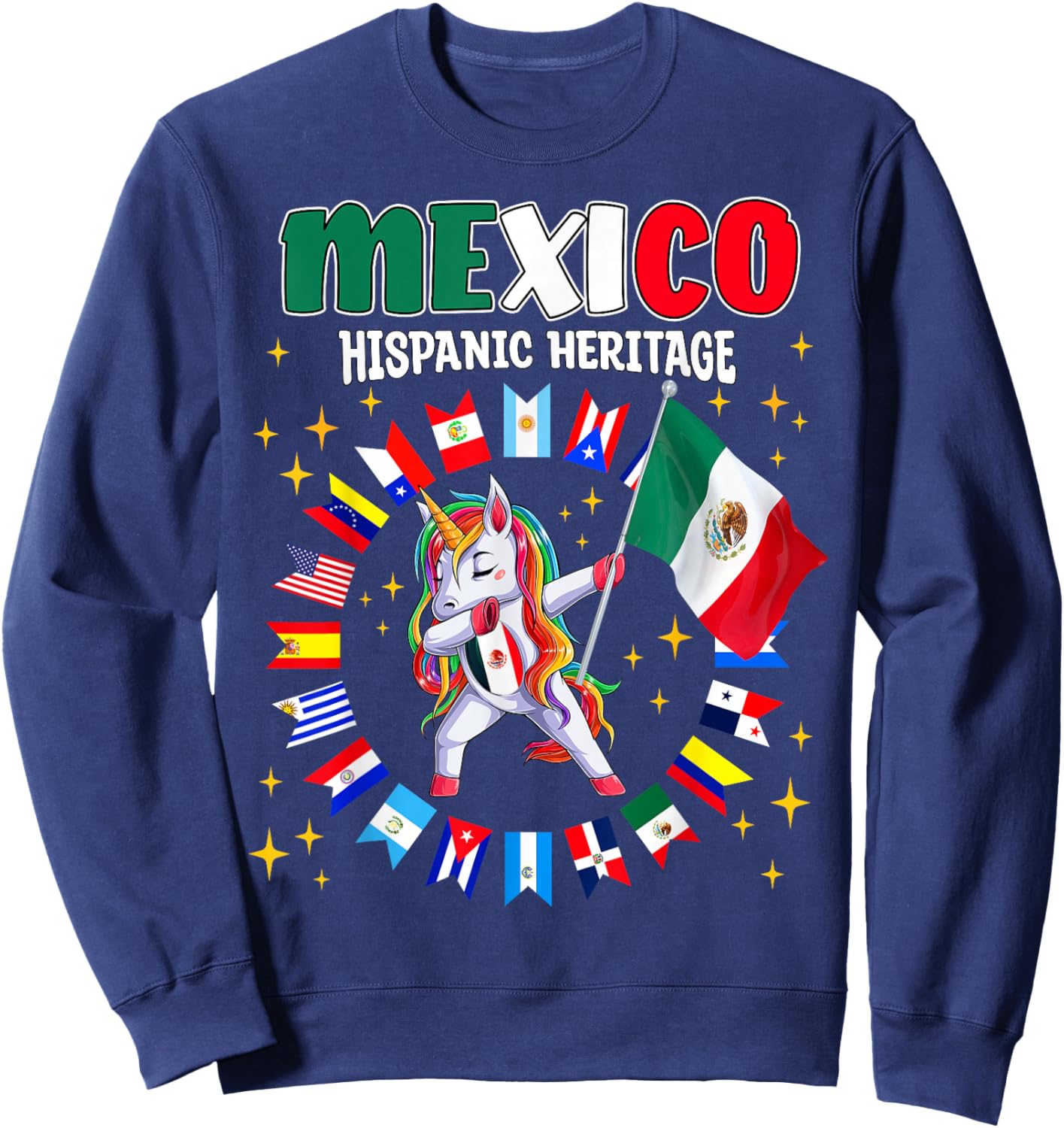 Hispanic Heritage Month Mexico flag kids boys girls toddler Sweatshirt - Sweatshirt | Navy