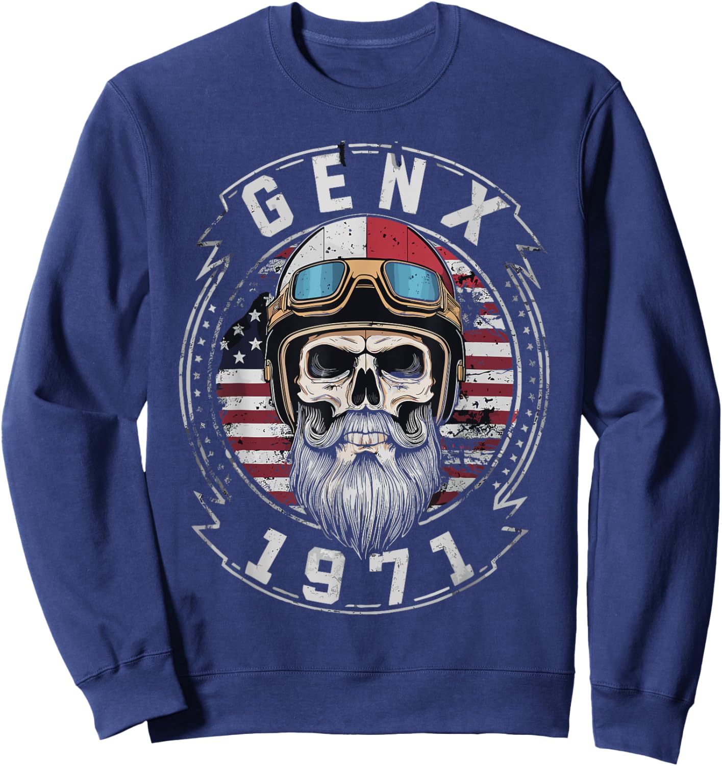 GenX 1971 Birthday FAFO Motorcycle Skull Motorcycle Sweatshirt - Sweatshirt | Navy