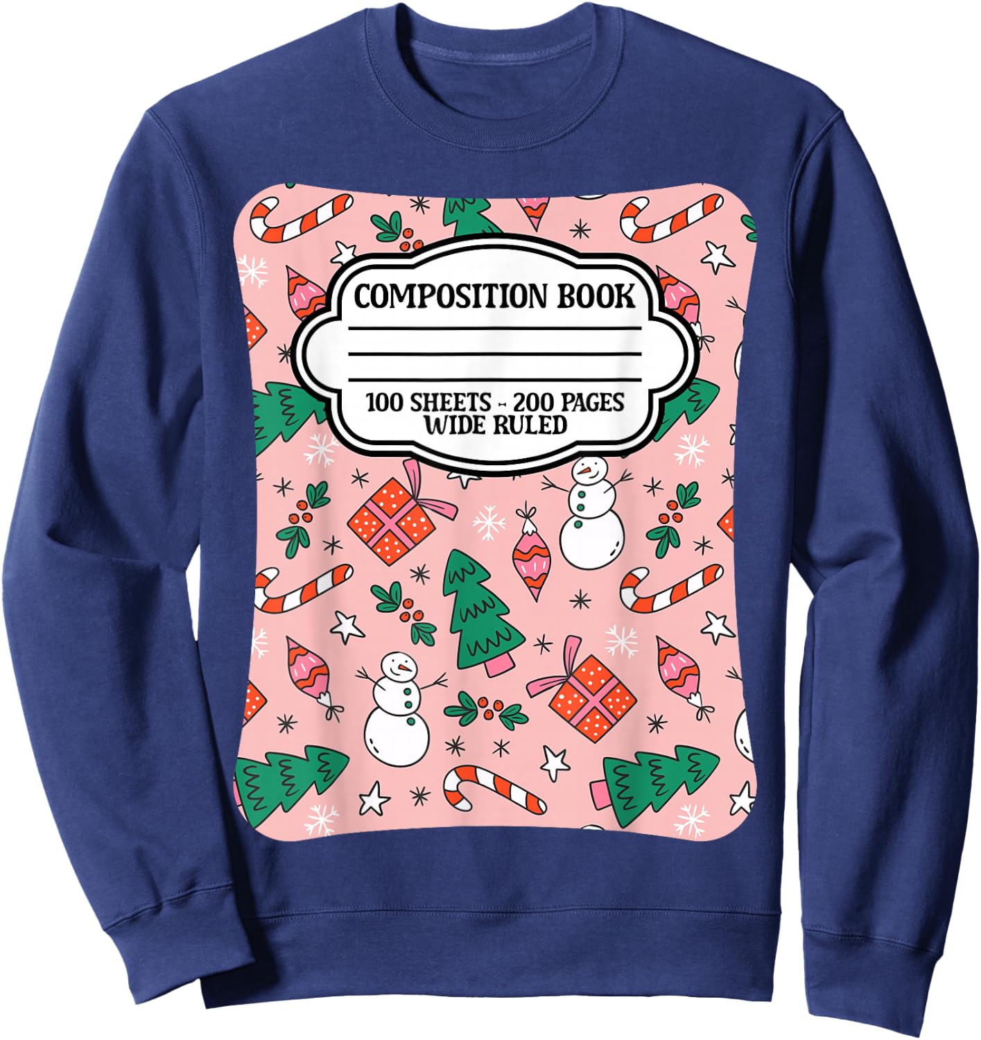 Christmas Composition Notebook Teachers Students Matching Sweatshirt - Sweatshirt | Navy