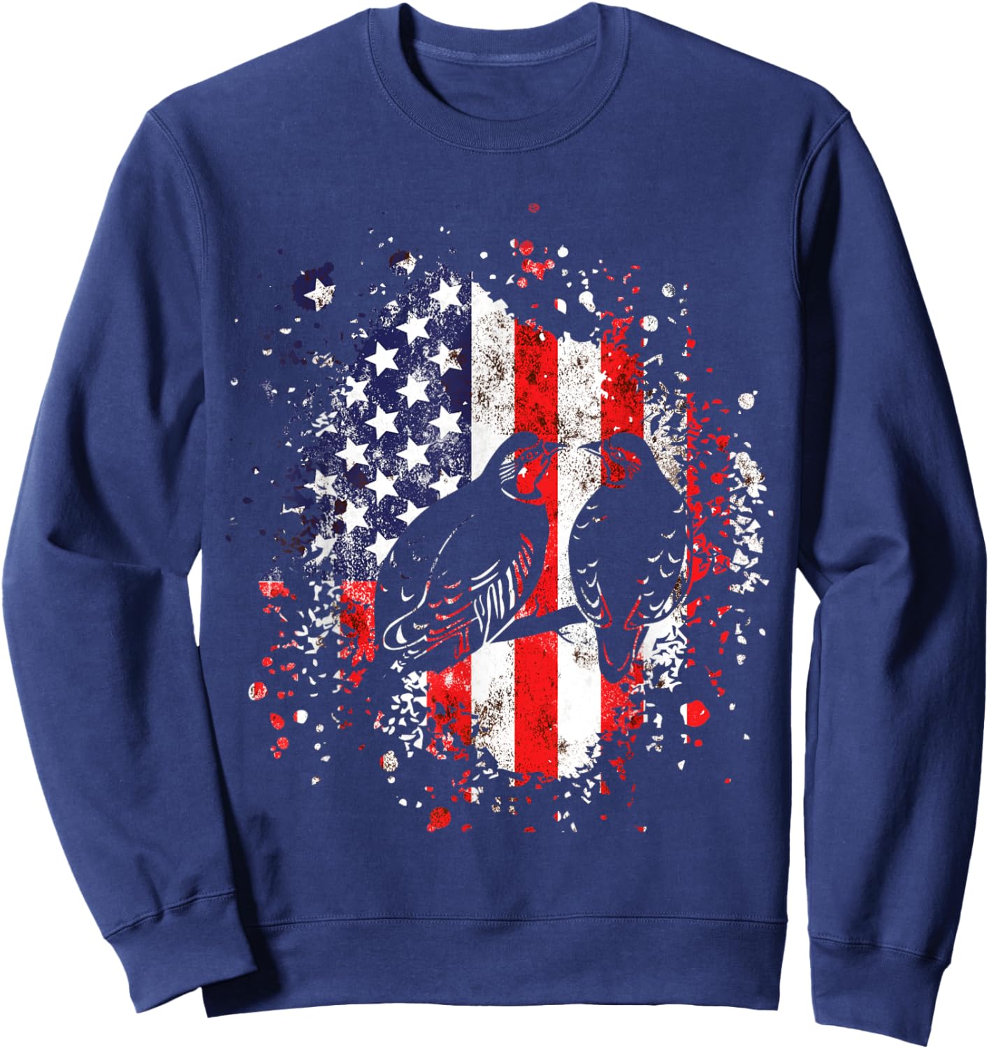 Chukar Hunting Patriotic American Flag partridge Lover Kids Men Sweatshirt - Sweatshirt | Navy
