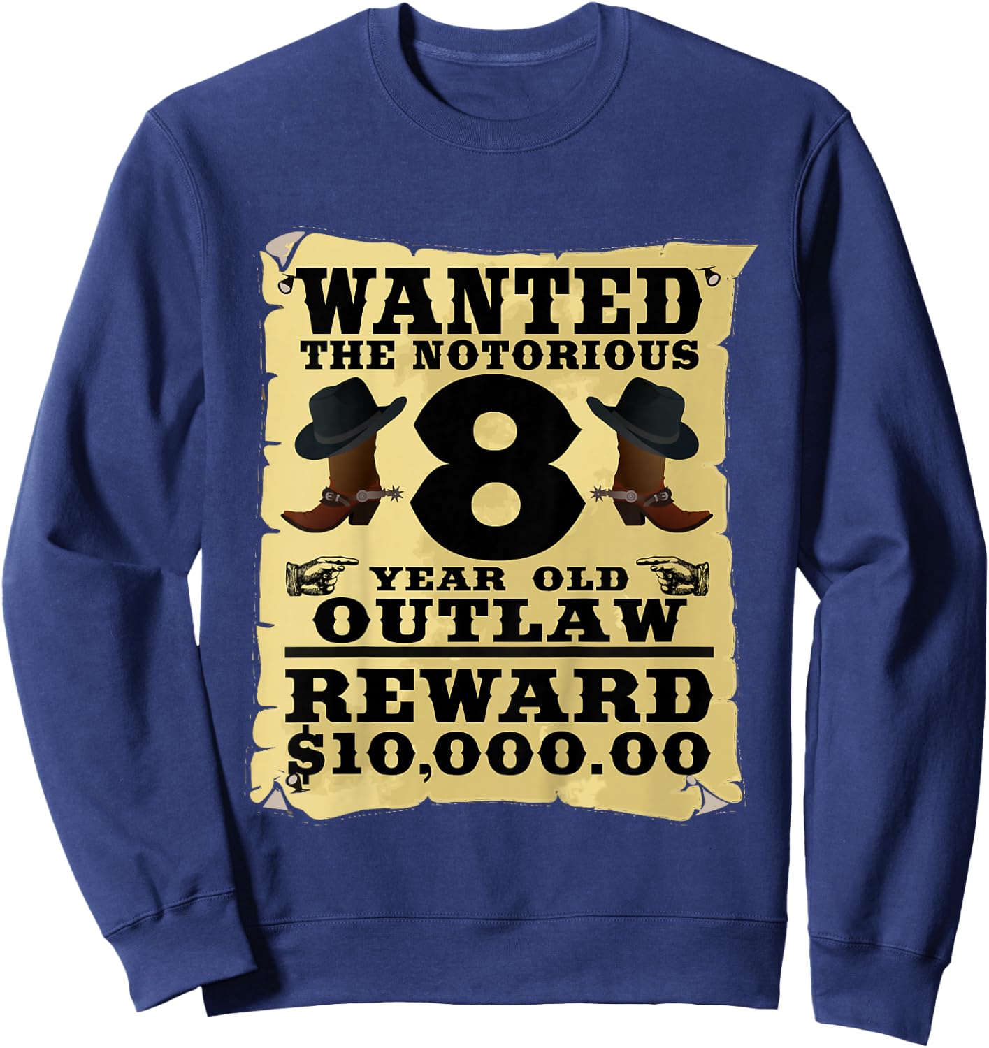 Kids 8 Year Old Cowboy Birthday Party Wild West Western 8th Gift Sweatshirt - Sweatshirt | Navy