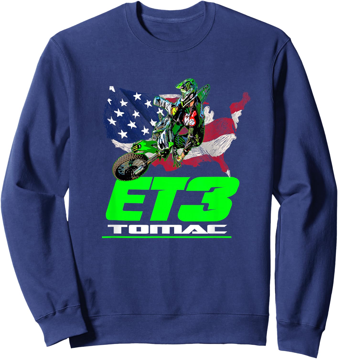 Eli Et3 Tomac Usa Flag 450sx Motocross Et1 Sweatshirt - Sweatshirt | Navy