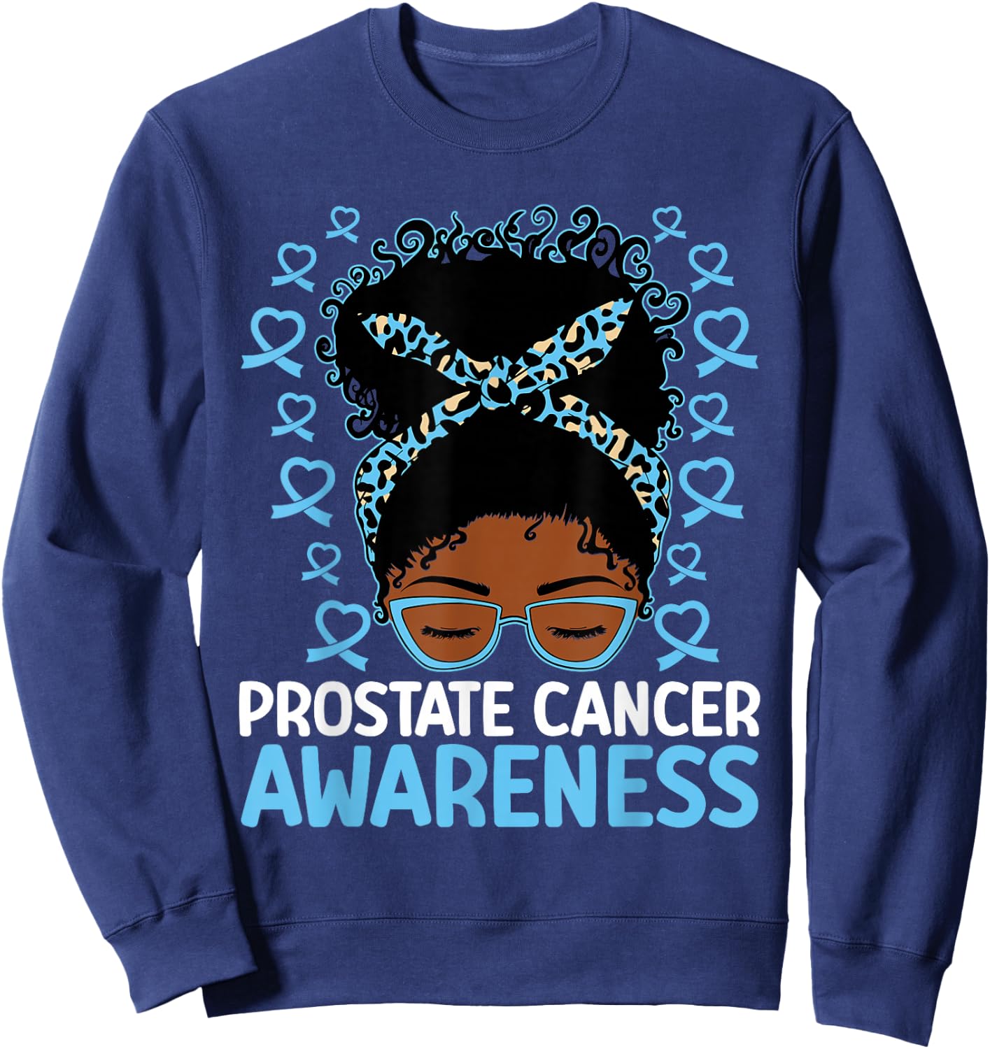 Prostate Cancer Awareness African American Messy Bun Sweatshirt - Sweatshirt | Navy