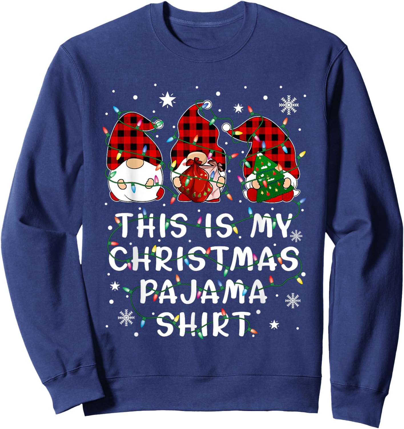 Gnome Christmas This Is My Chirstmas Pajama Sweatshirt - Sweatshirt | Navy