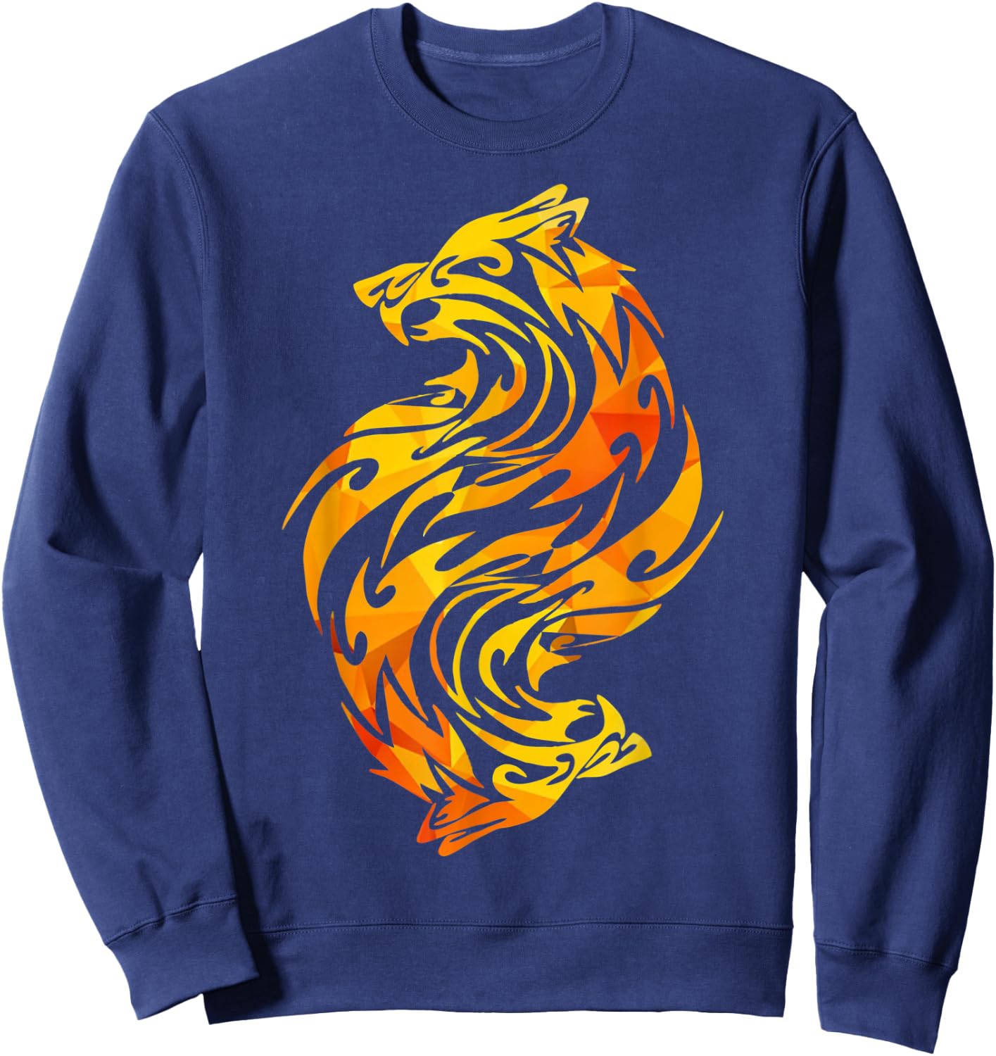 Wolf, Animal, Flames, Moon, Howl, Wolves, Hunt, Graphic,Gift Sweatshirt - Sweatshirt | Navy