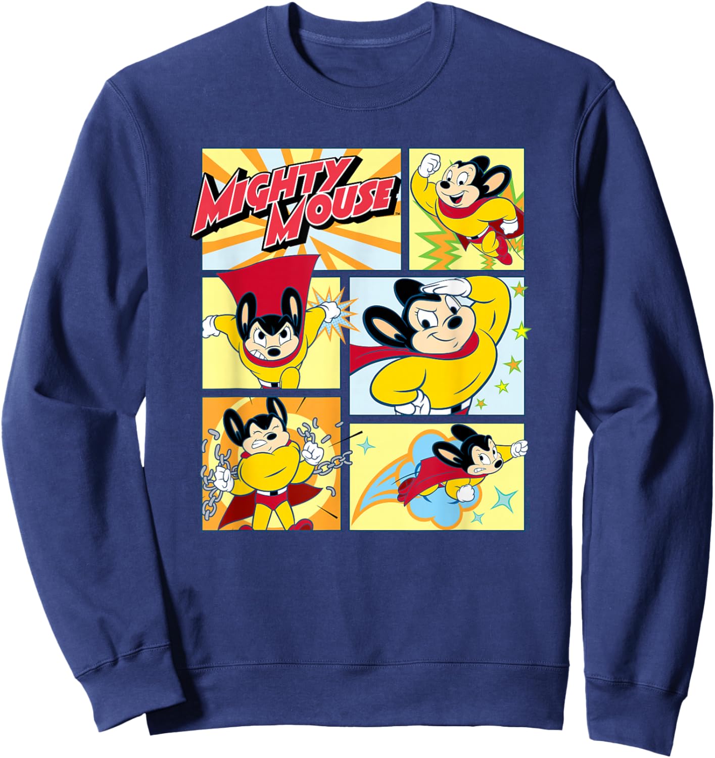 Mighty Mouse - Mighty Mouse Grid Sweatshirt - Sweatshirt | Navy