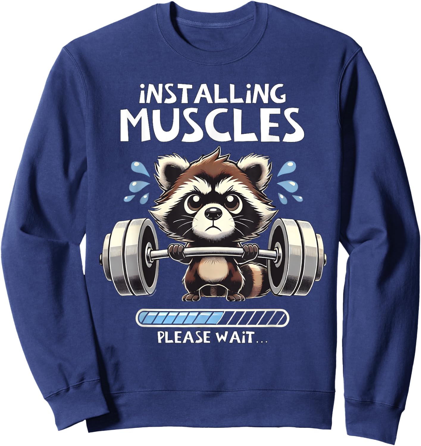 Funny Cute Raccoon Workout Gym Fitness Weightlifting Sweatshirt - Sweatshirt | Navy