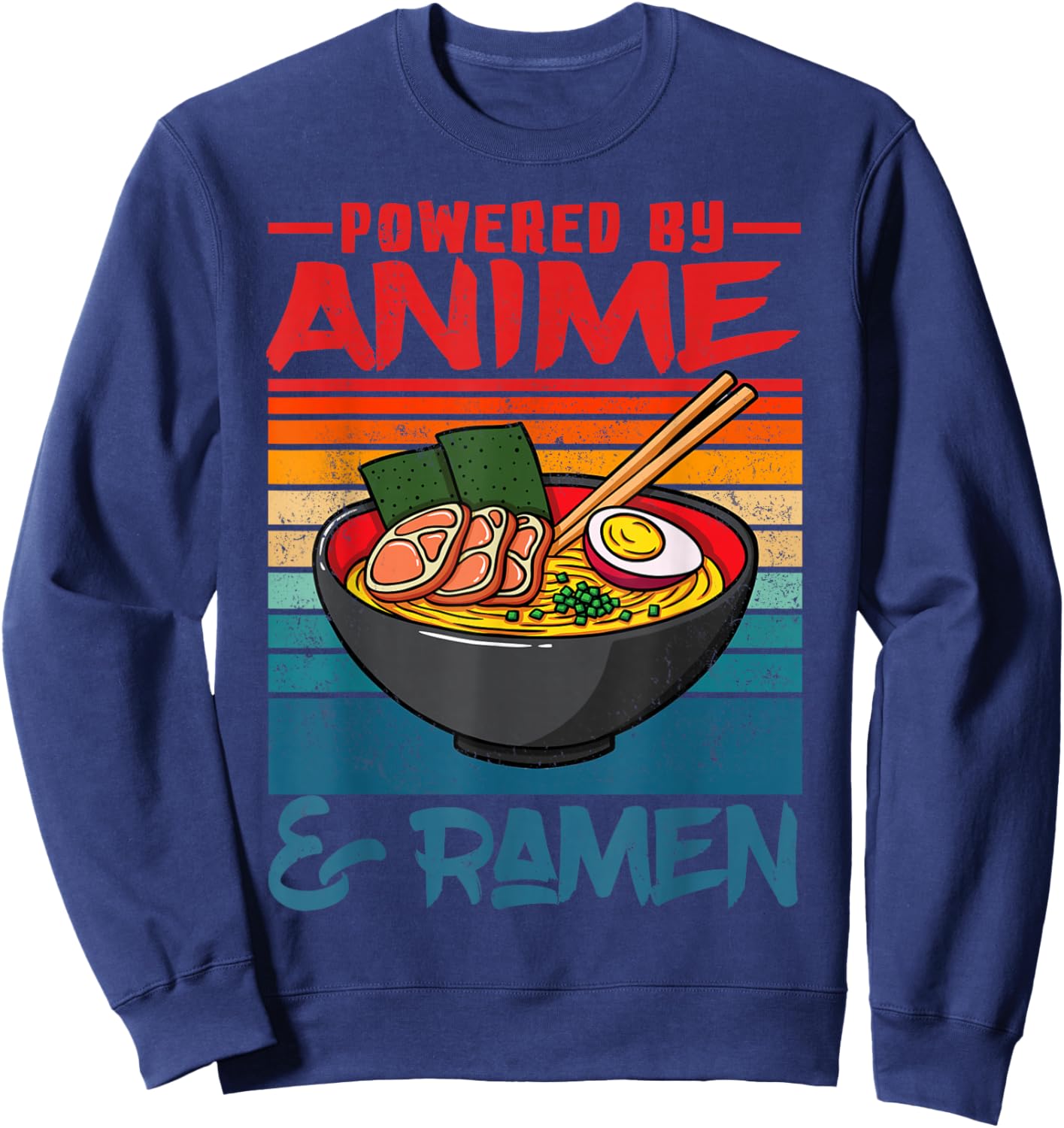 Powered by Anime & Ramen Love Anime Noodles Women Kids Sweatshirt - Sweatshirt | Navy