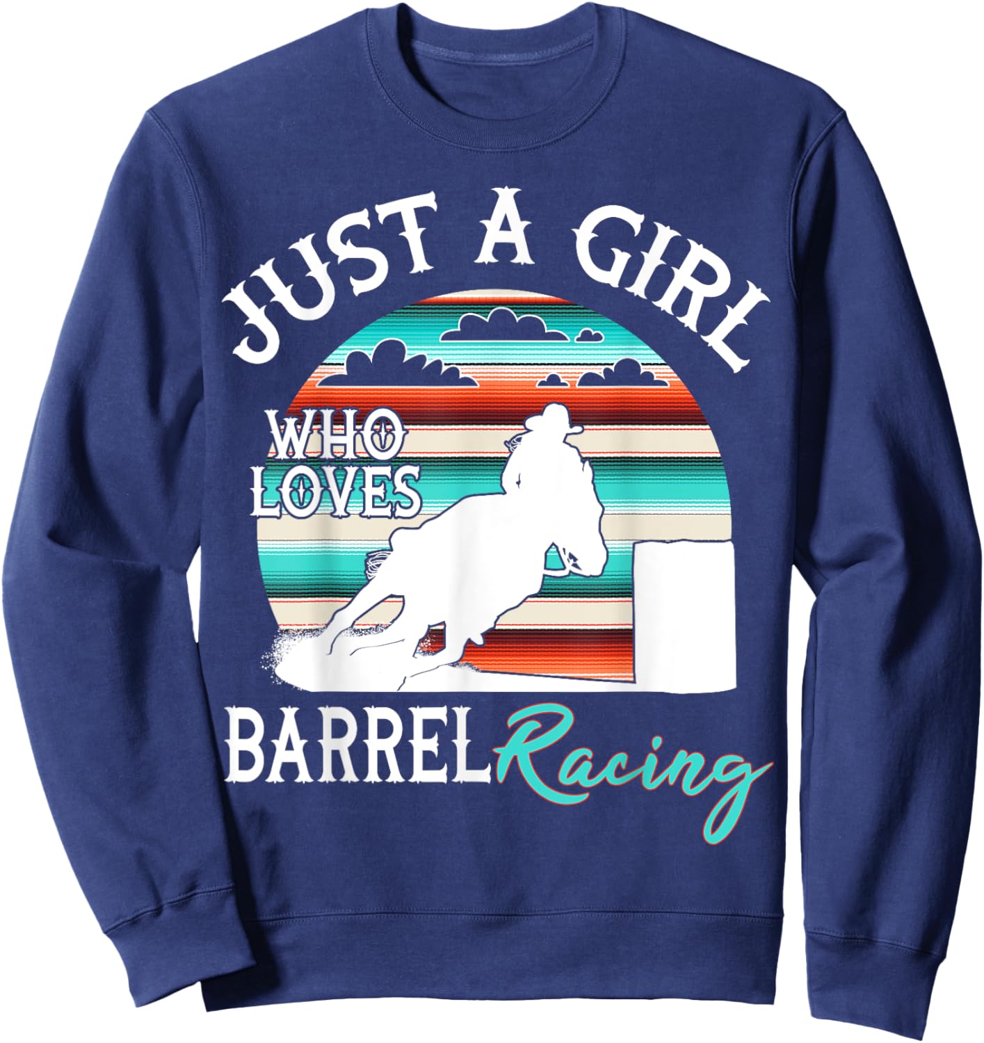 Serape Sunset Horse Barrel Racing Western Rodeo Cowgirl Sweatshirt - Sweatshirt | Navy
