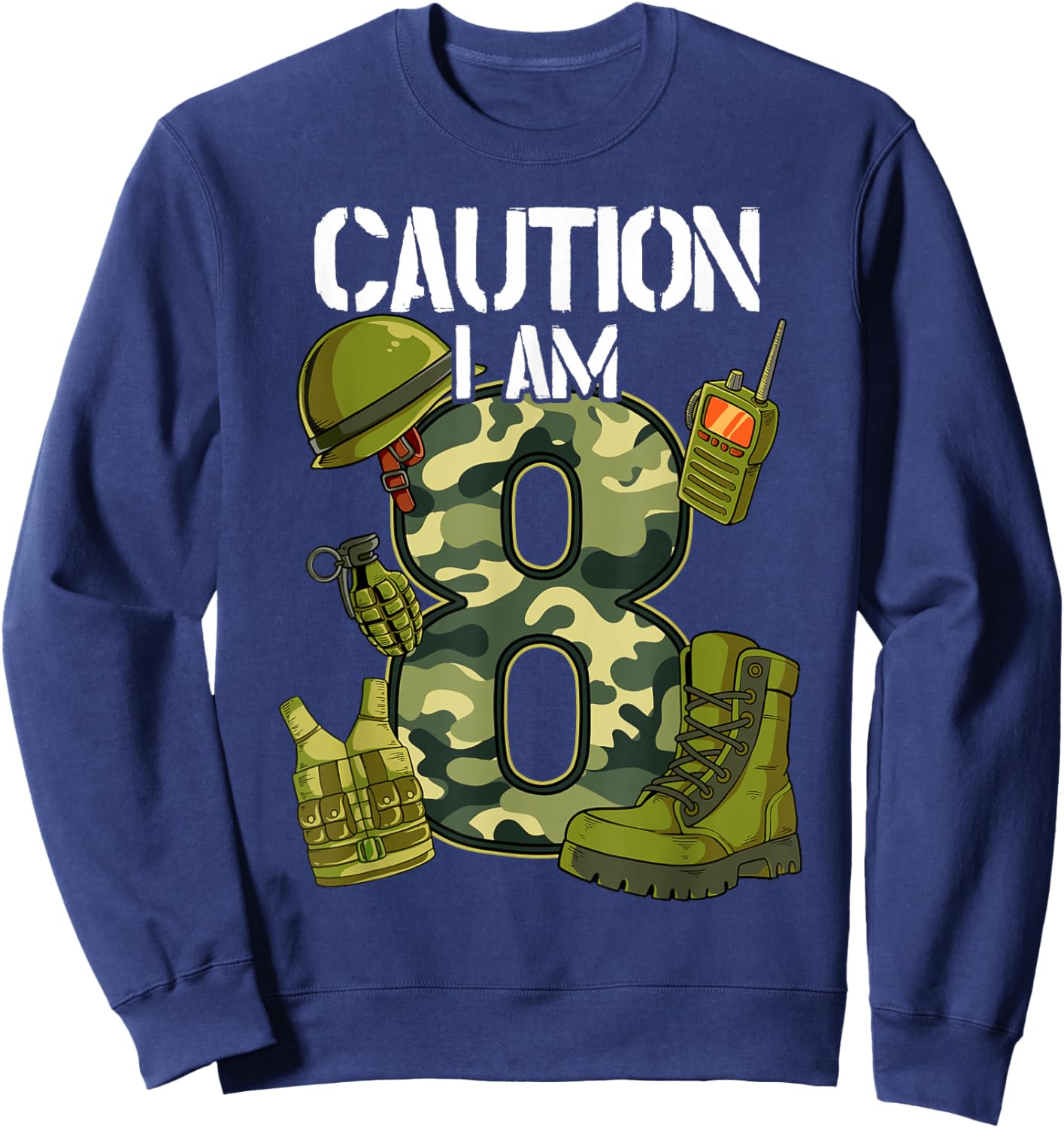 8th Birthday Army Sweatshirt - Sweatshirt | Navy