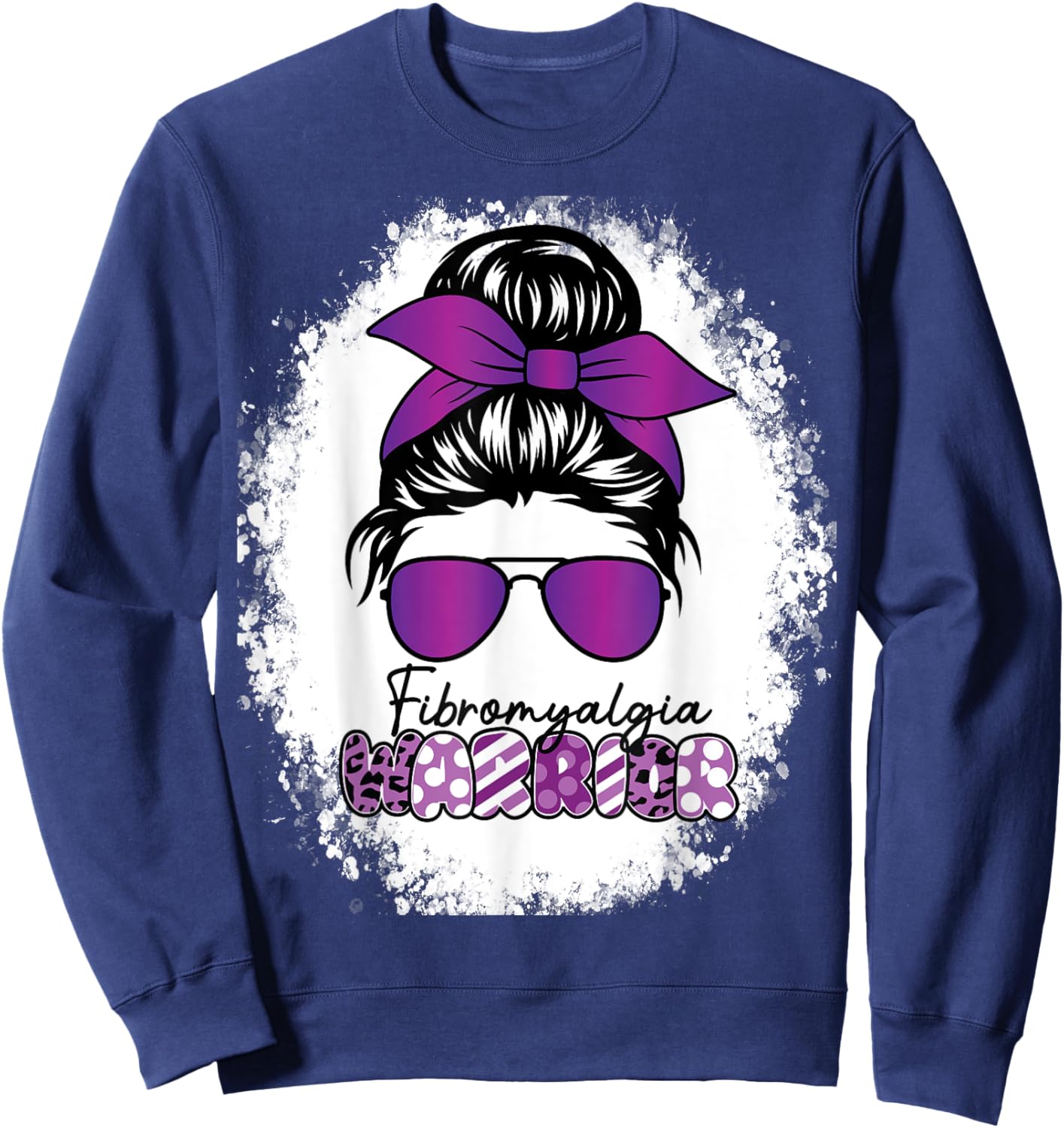 Purple Fibromyalgia Awareness Fibro Warrior Cystic Fibrosis Sweatshirt - Sweatshirt | Navy