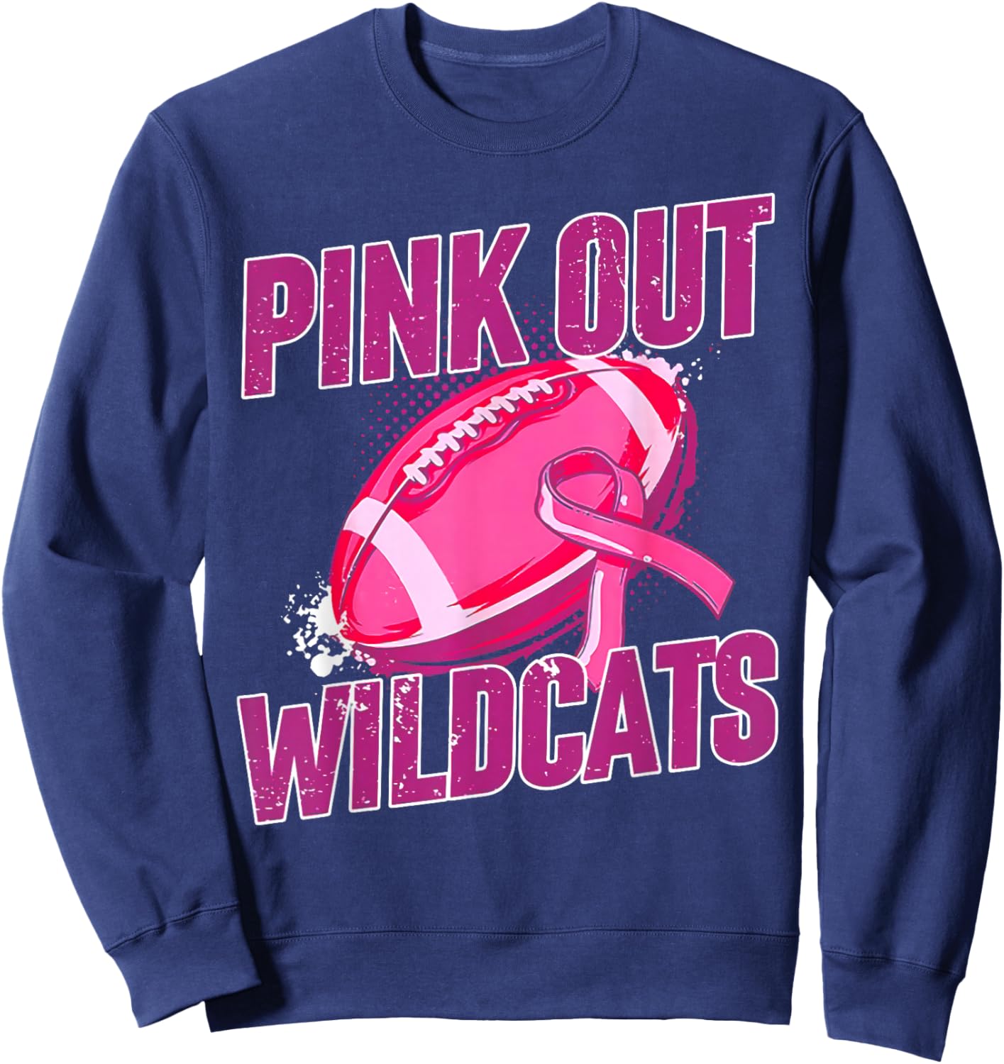 Wildcats Pink Out Football Tackle Breast Cancer Sweatshirt - Sweatshirt | Navy