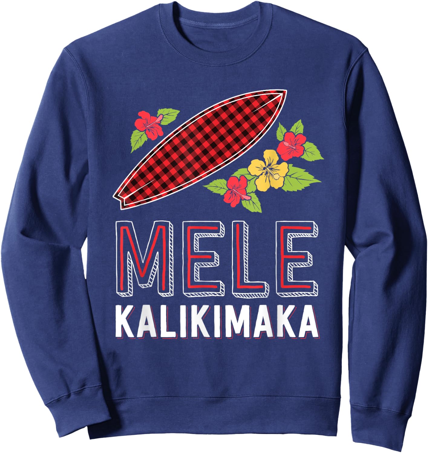 Mele Kalikimaka Surfing Surf Hawaii Hawaiian Christmas Sweatshirt - Sweatshirt | Navy