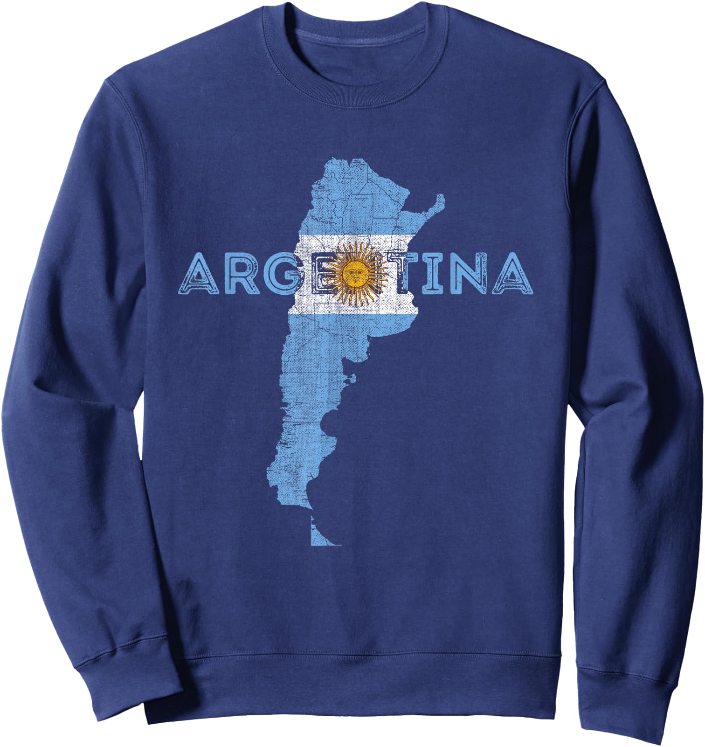 Argentinian Map and Flag Souvenir - Distressed Argentina Small Sweatshirt - Sweatshirt | Navy