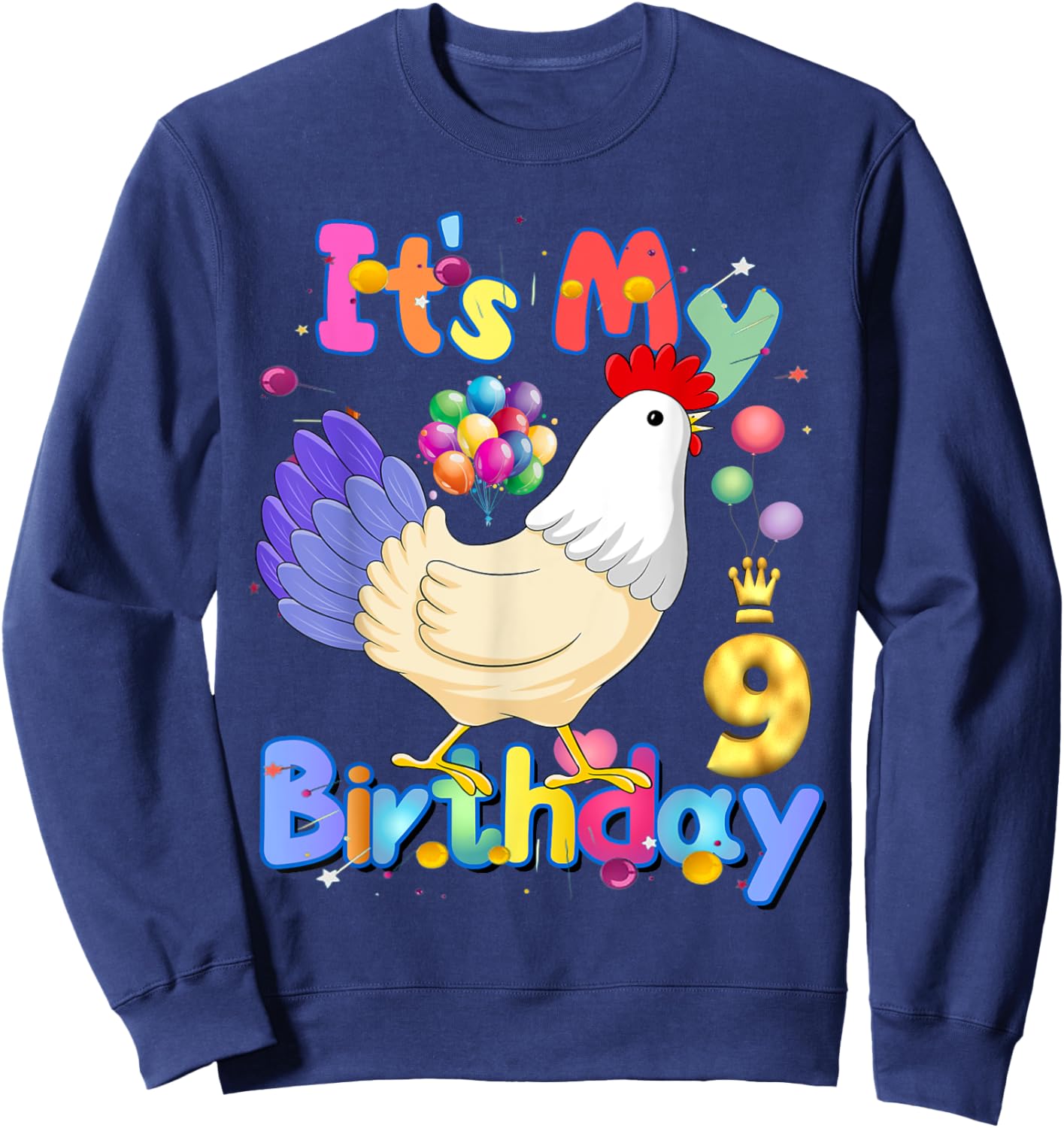 It's My Birthday 9 Chicken for Girls Chicken Dabbing Party Sweatshirt - Sweatshirt | Navy