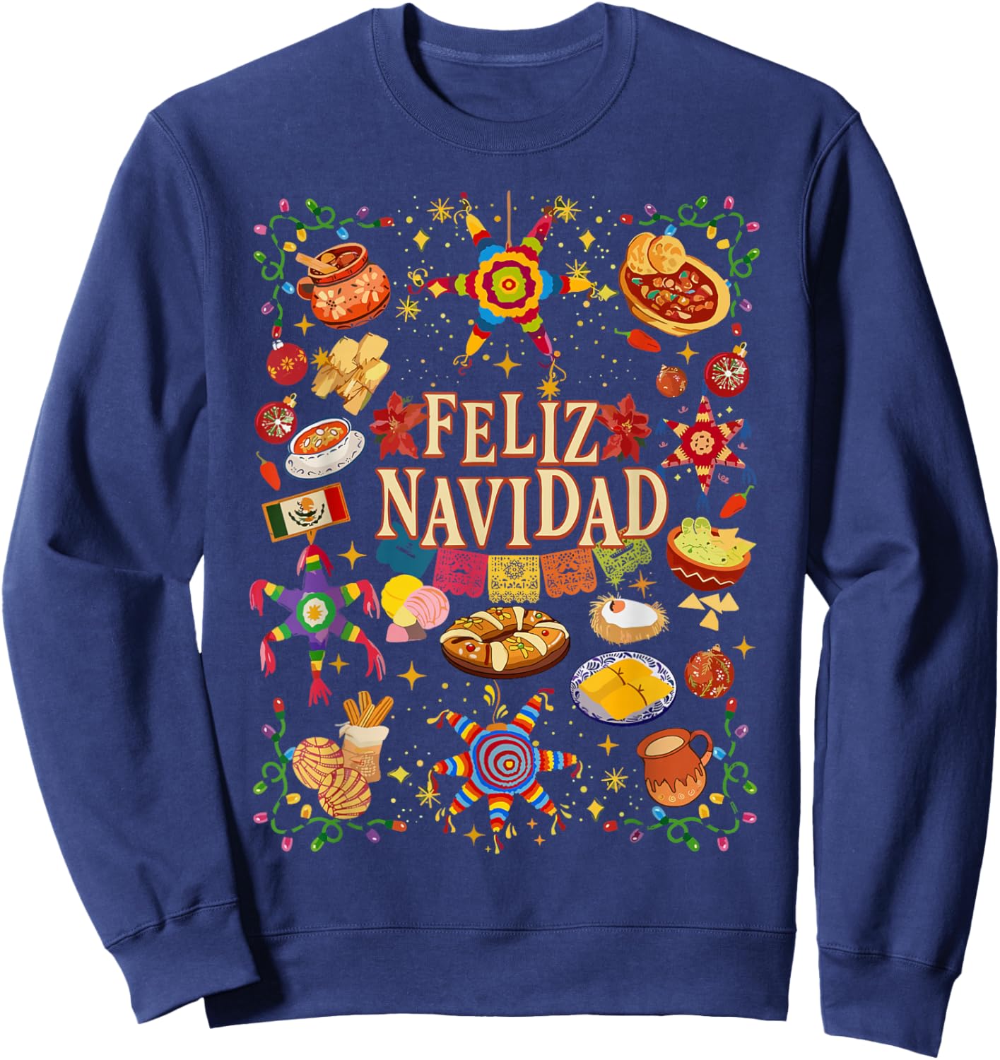 Retro Feliz Navidad Christmas Spanish Family Matching Xmas Sweatshirt - Sweatshirt | Navy