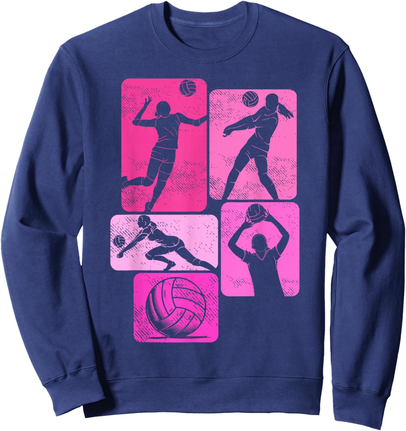 Volleyball Mom Life Player Women Teen Girls Game Day Pink Sweatshirt - Sweatshirt | Navy