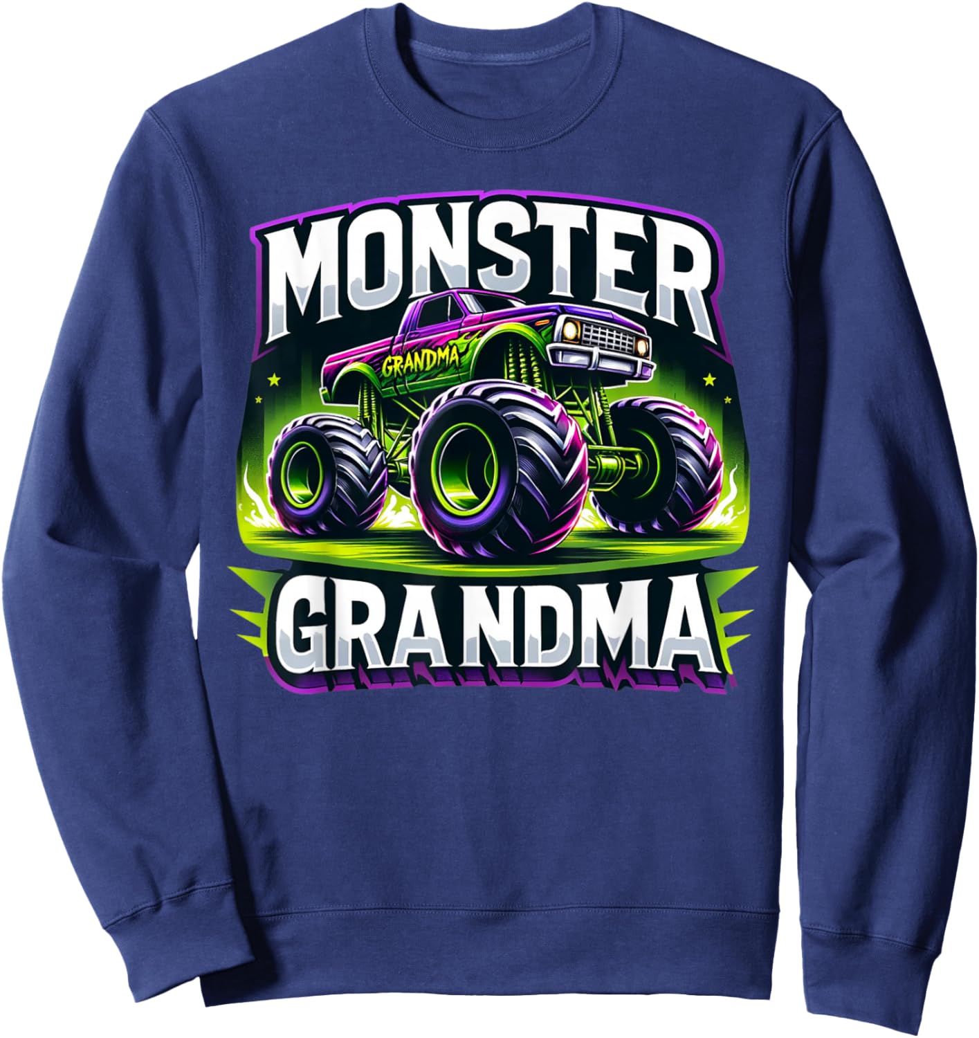 Monster Truck Race Racer Driver Grandma Mother's Day Sweatshirt - Sweatshirt | Navy