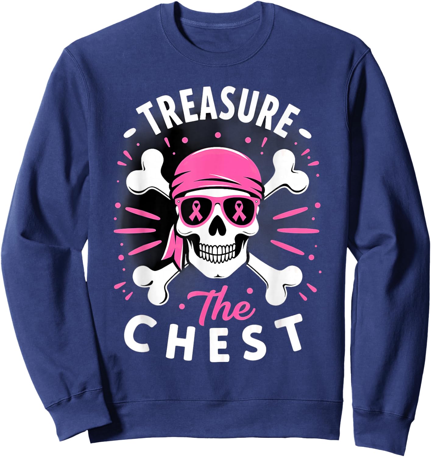 Breast Cancer Awareness Pirate Treasure the Chest Sweatshirt - Sweatshirt | Navy