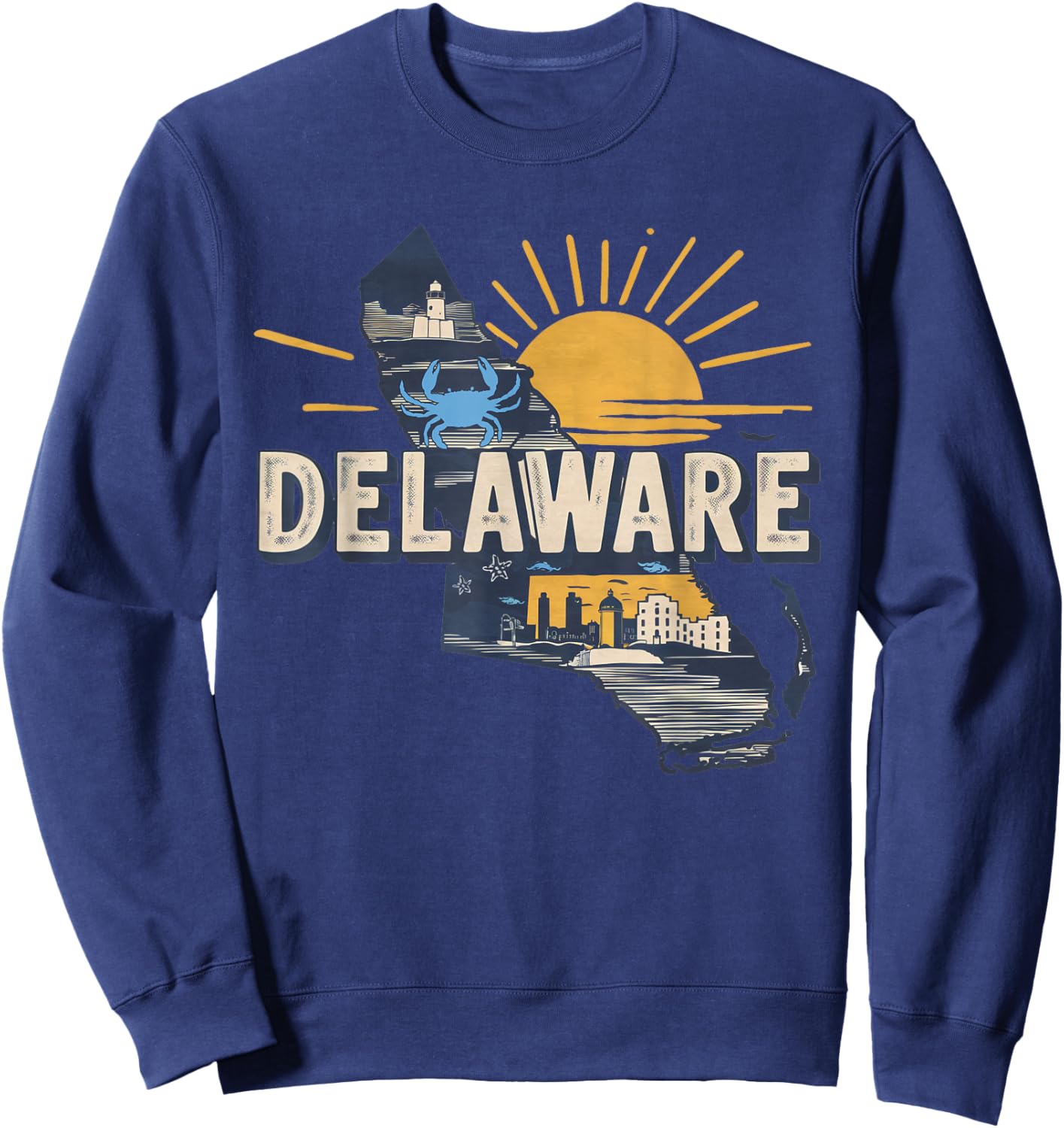 Delaware State of Delaware Retro Delaware Sweatshirt - Sweatshirt | Navy