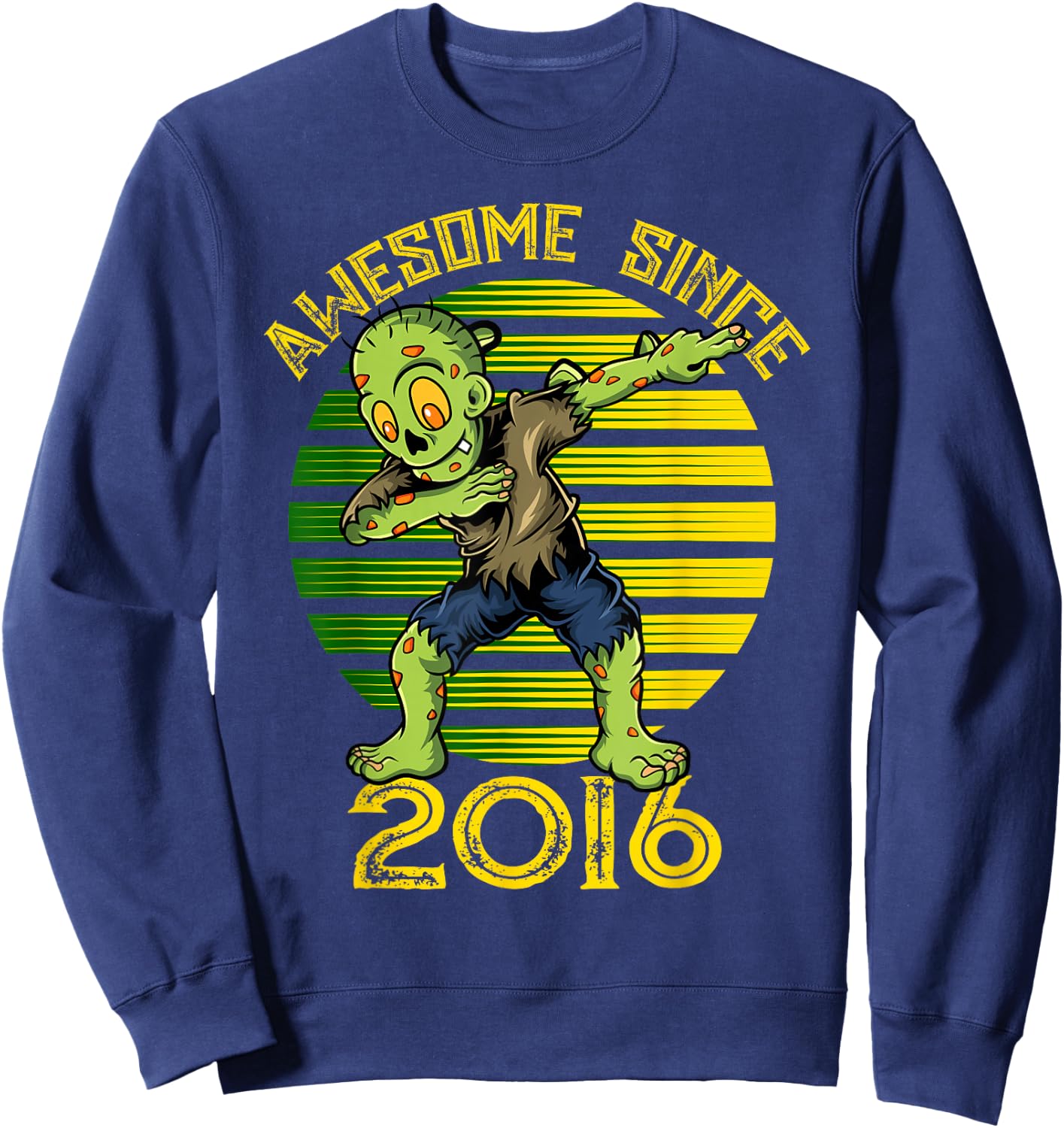 Halloween 9th Birthday Boy Dabbing Zombie Awesome Since 2016 Sweatshirt - Sweatshirt | Navy
