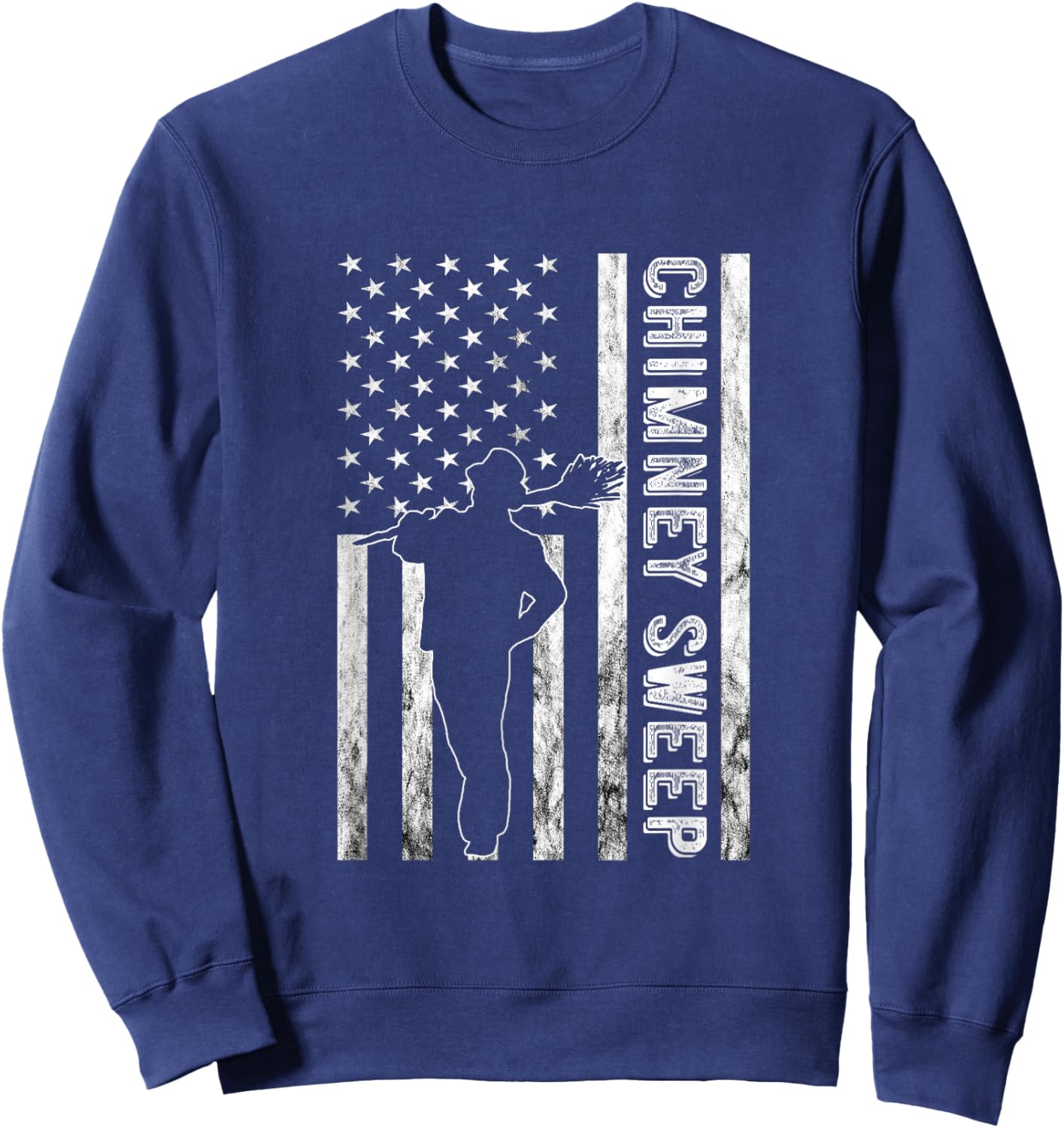 Vintage Chimney Sweep Chimney Sweeper American USA Flag Sweatshirt - Sweatshirt | Navy
