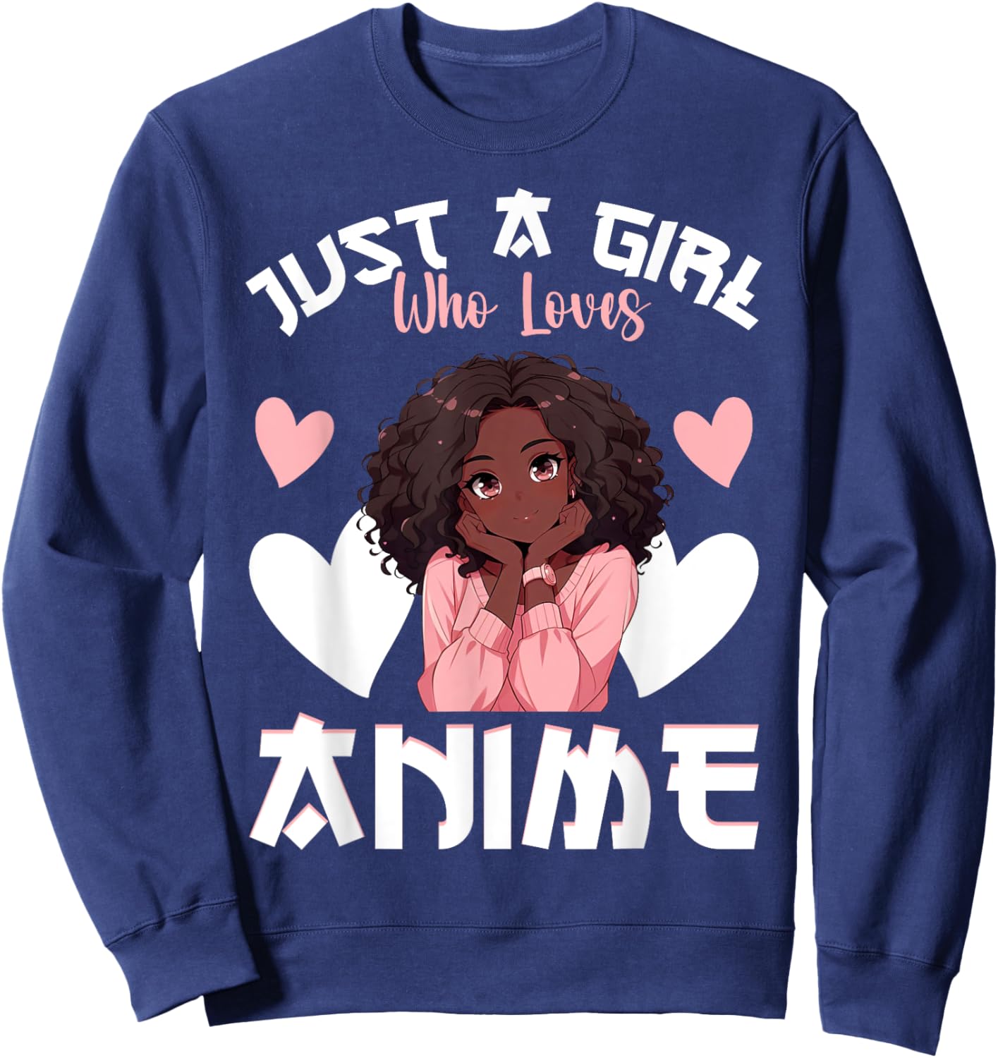 Just A Girl Who Loves Anime African American Anime Merch Sweatshirt - Sweatshirt | Navy
